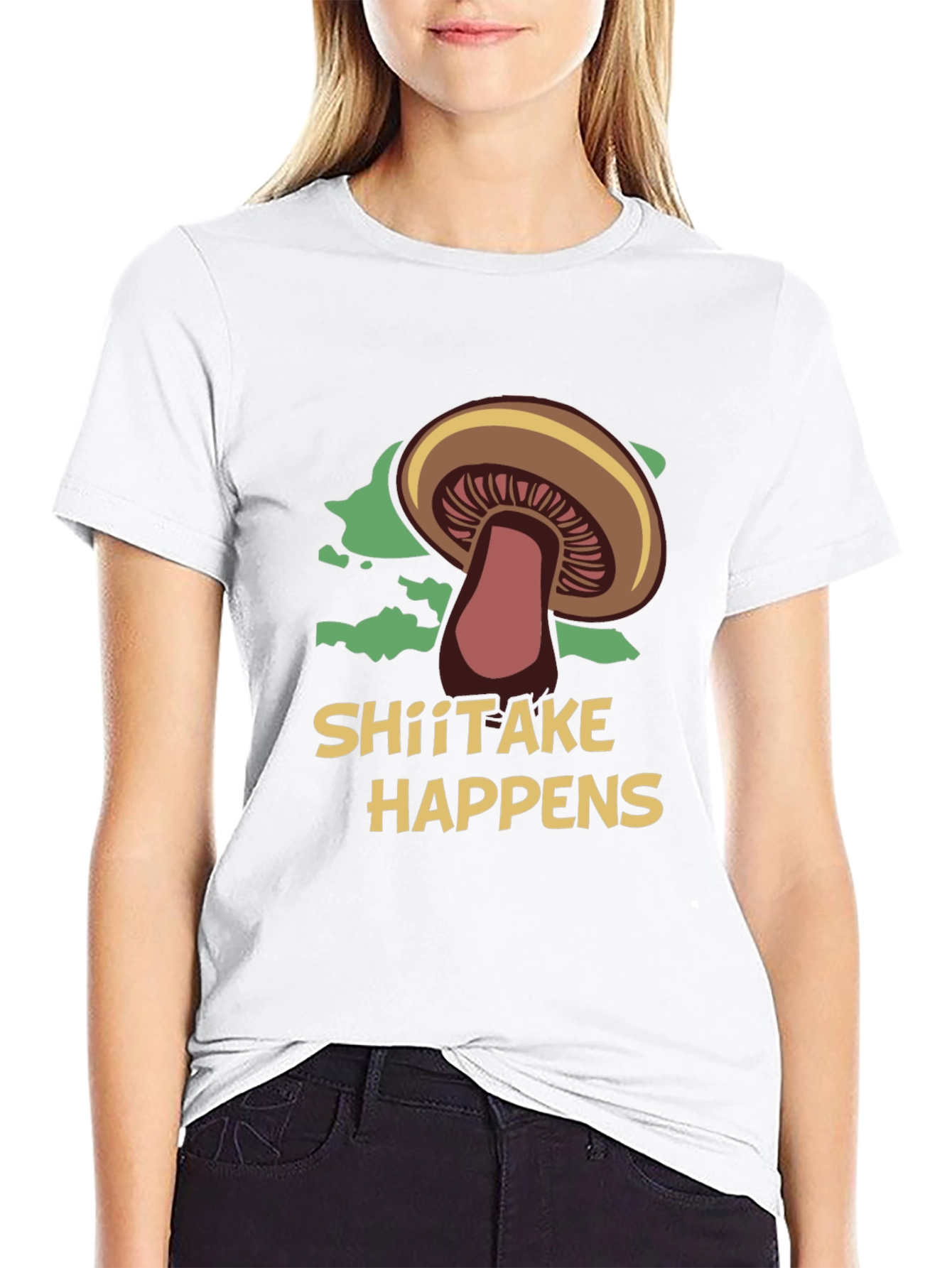 Black Shiitake Happens Funny Mushroom Graphic T-Shirt view 9