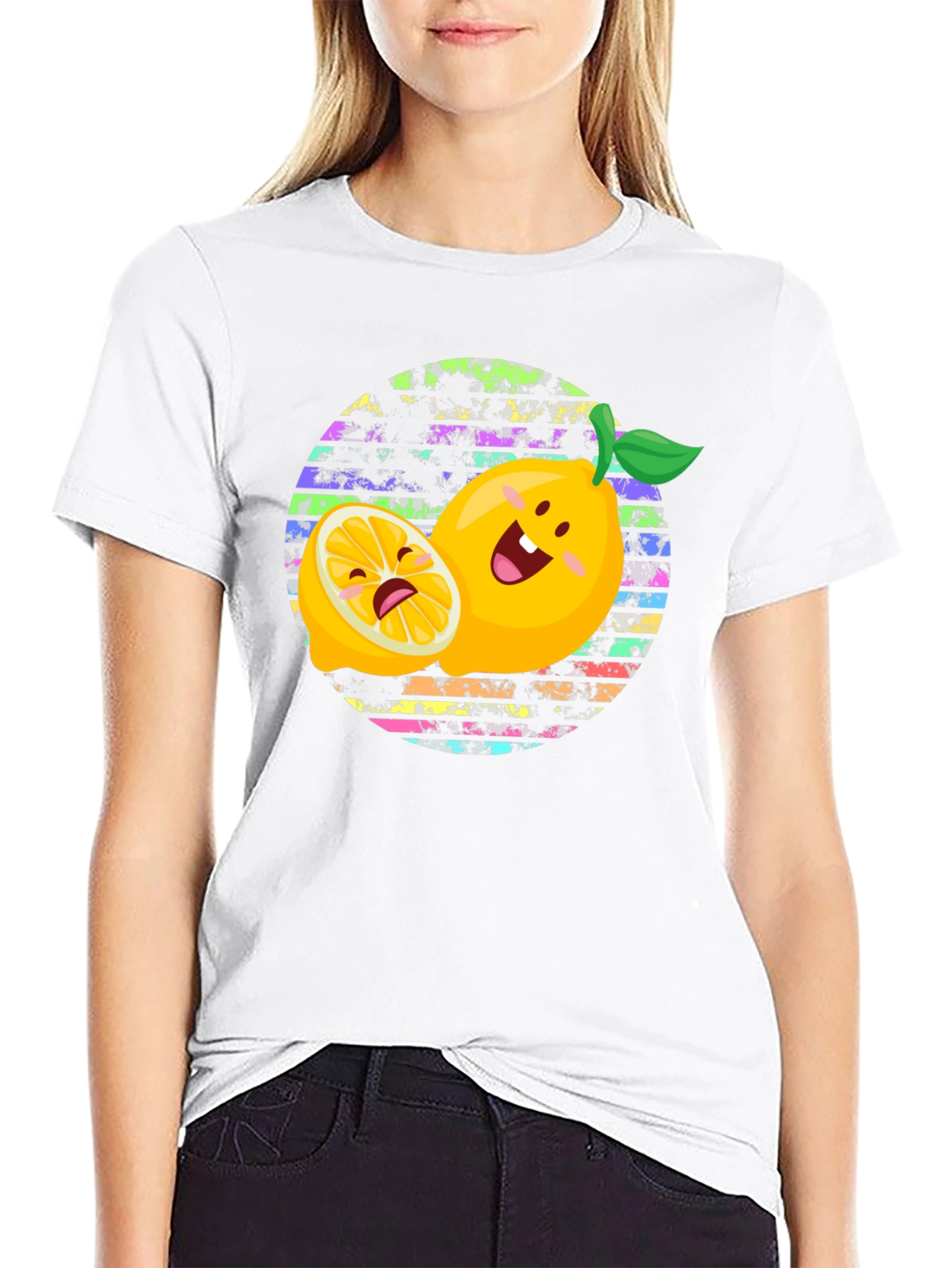 Black Funny Lemon Graphic Tee - Unisex Black T-Shirt view 9