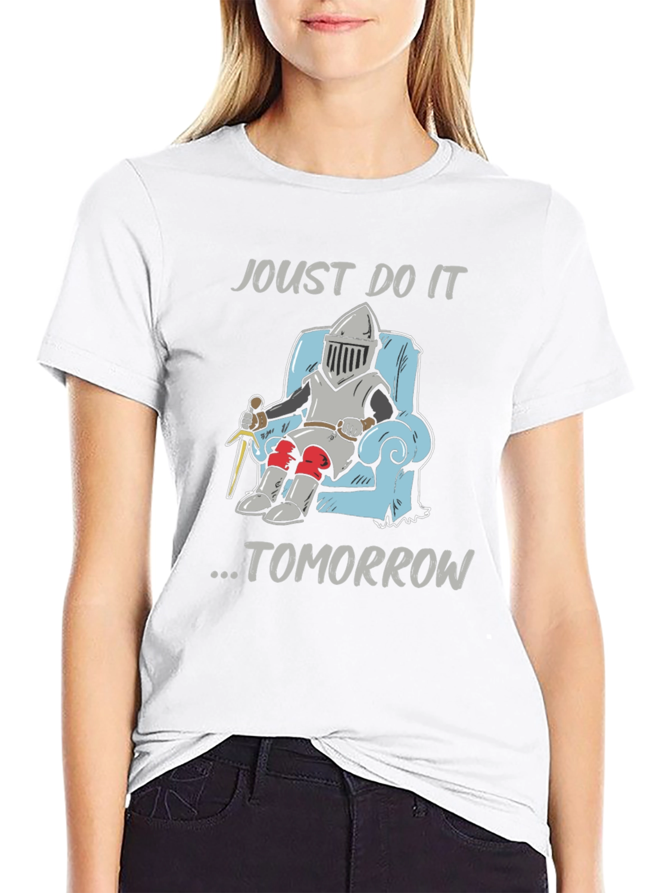 Black Joust Do It Tomorrow Funny Knight T-Shirt view 9