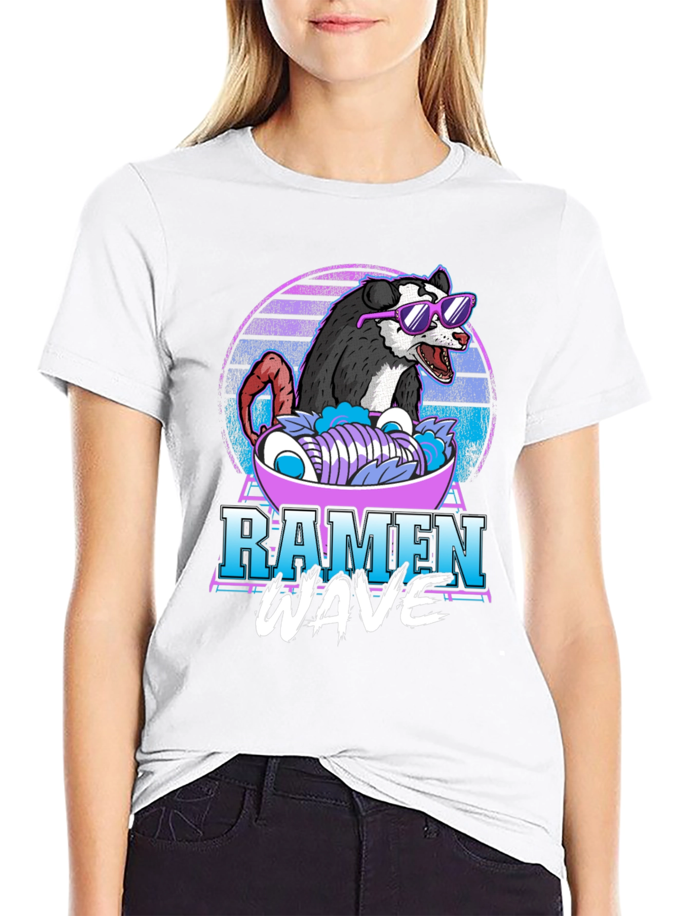 Black Ramen Wave Opossum T-Shirt view 9