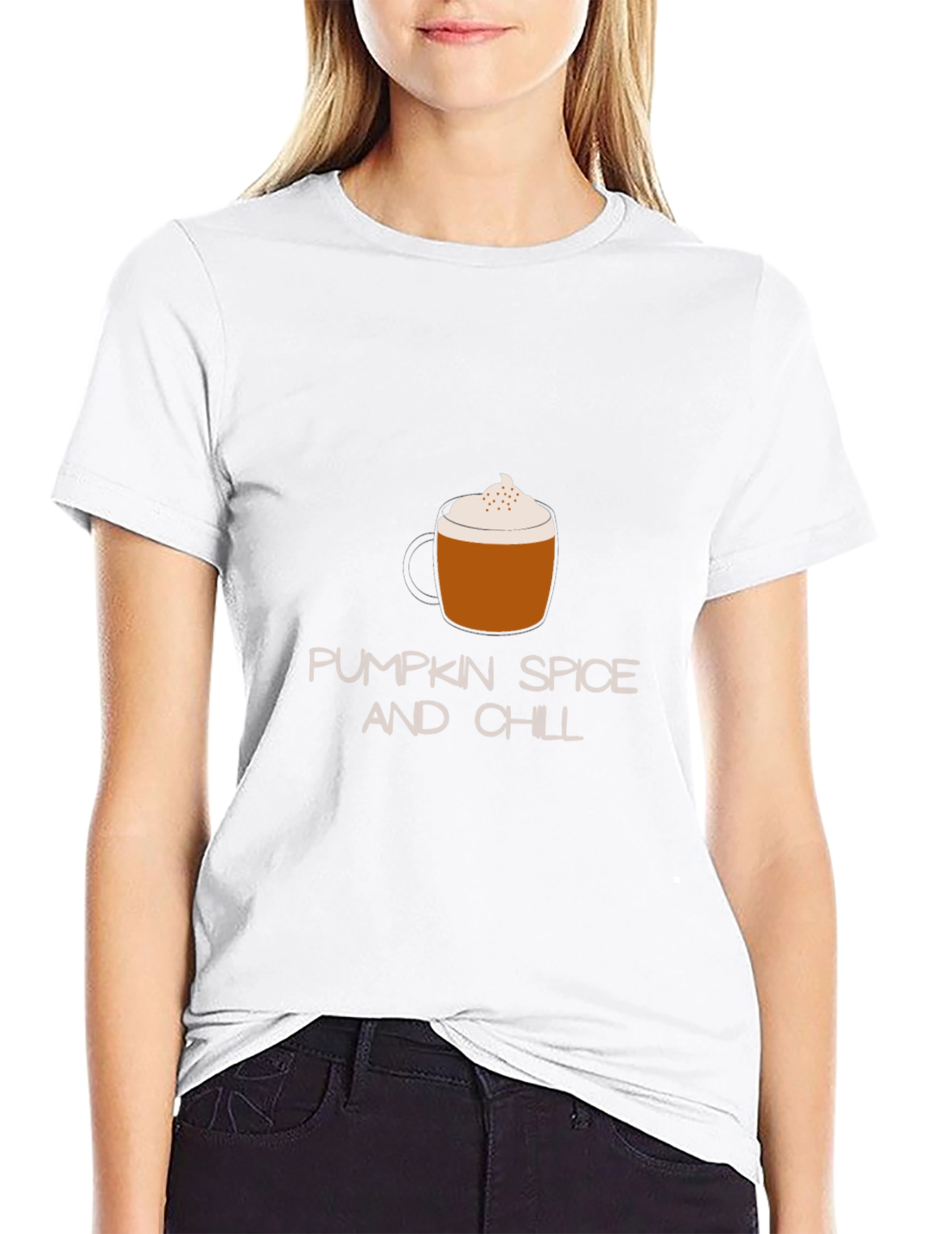 Black Pumpkin Spice and Chill Graphic Tee view 9