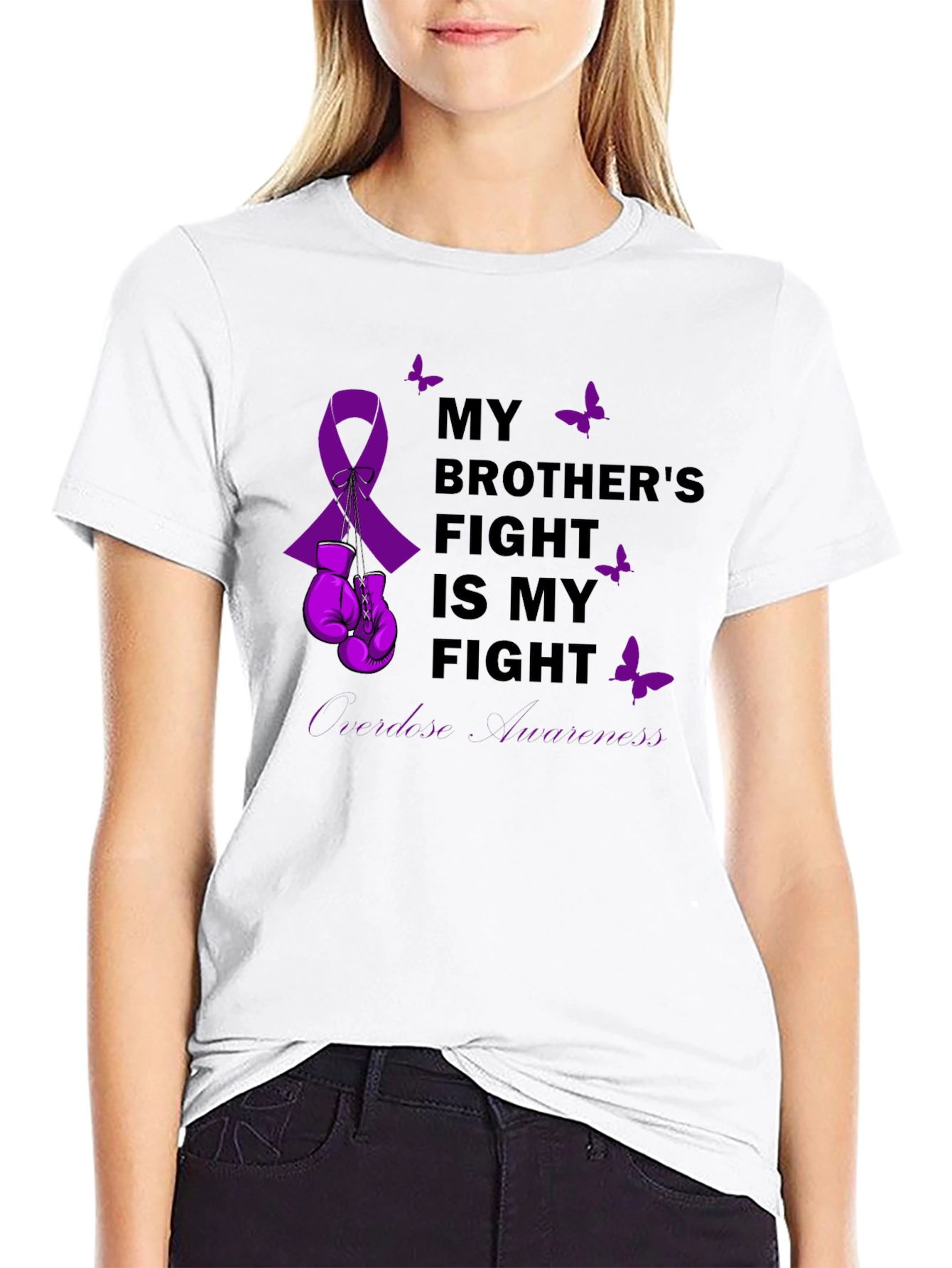 Black Brother's Fight Awareness Ribbon T-Shirt view 9