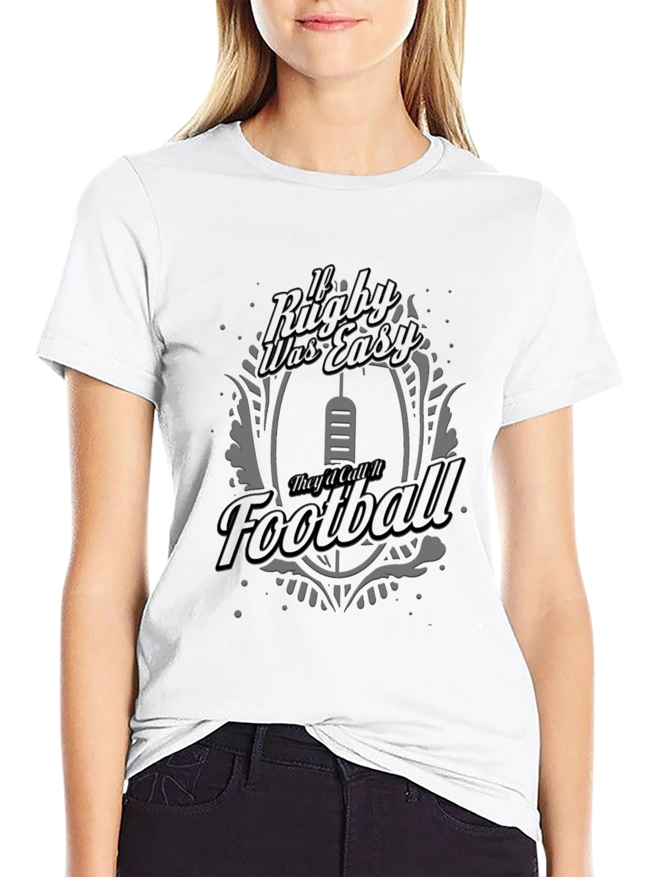 Black Rugby vs Football Graphic T-Shirt view 9