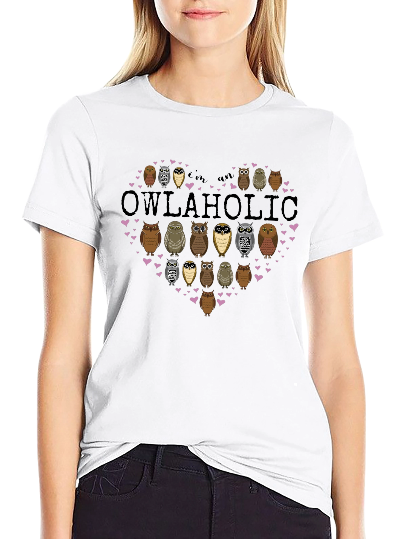 Black Owlaholic T-Shirt - Owl Lover Gift view 9