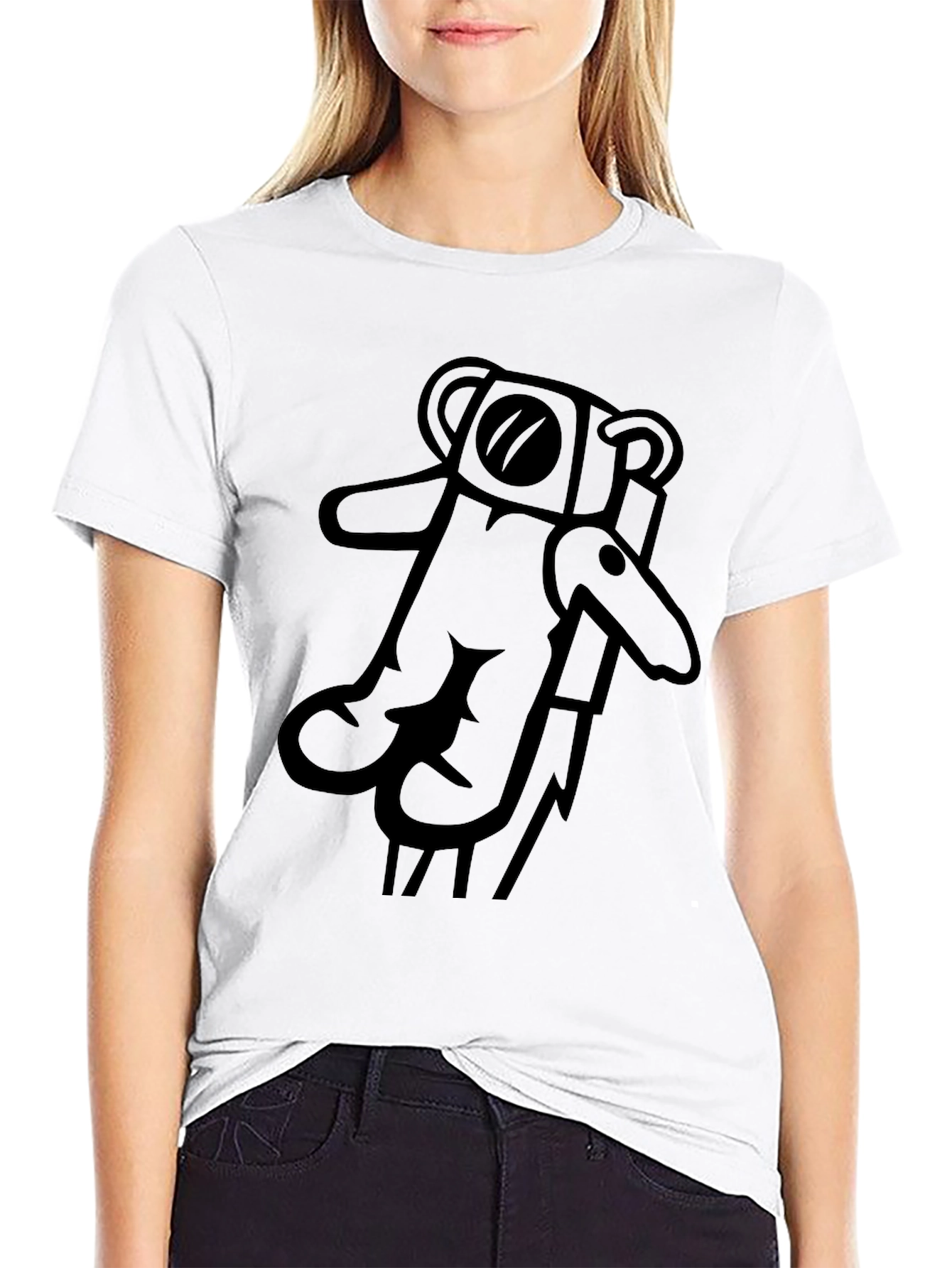 Black Astronaut Bear Graphic Tee - Soft Cotton Black T-Shirt view 9