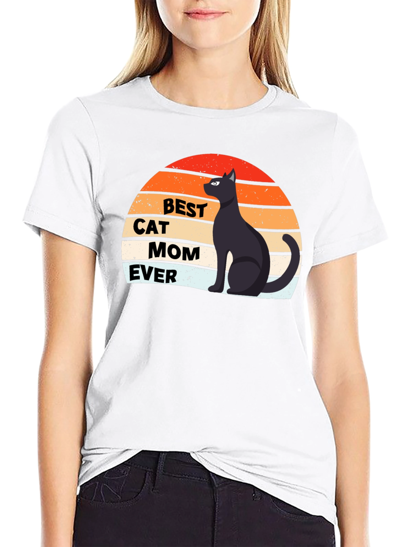 Black Best Cat Mom Ever Graphic Tee view 9