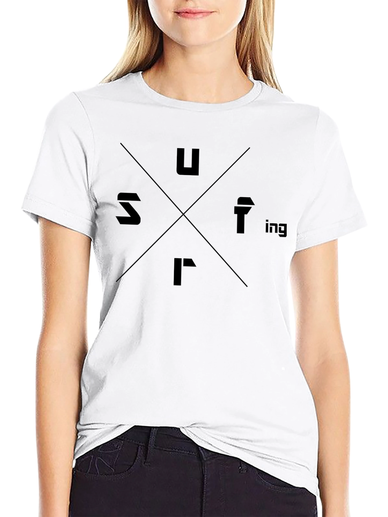 Black SURFing Graphic Tee - Black Cotton T-Shirt view 9