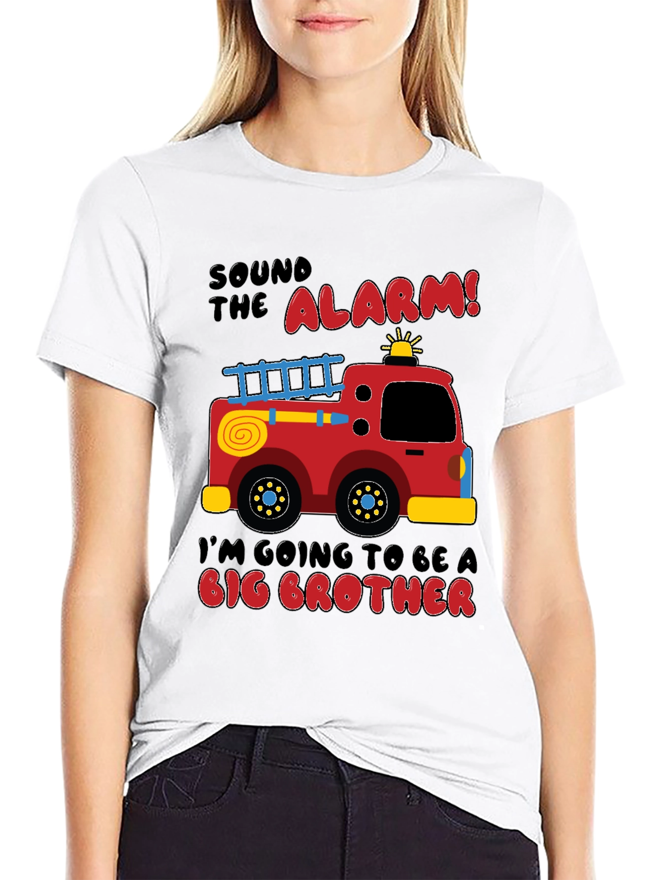 Black Big Brother Firetruck Announcement T-Shirt view 9