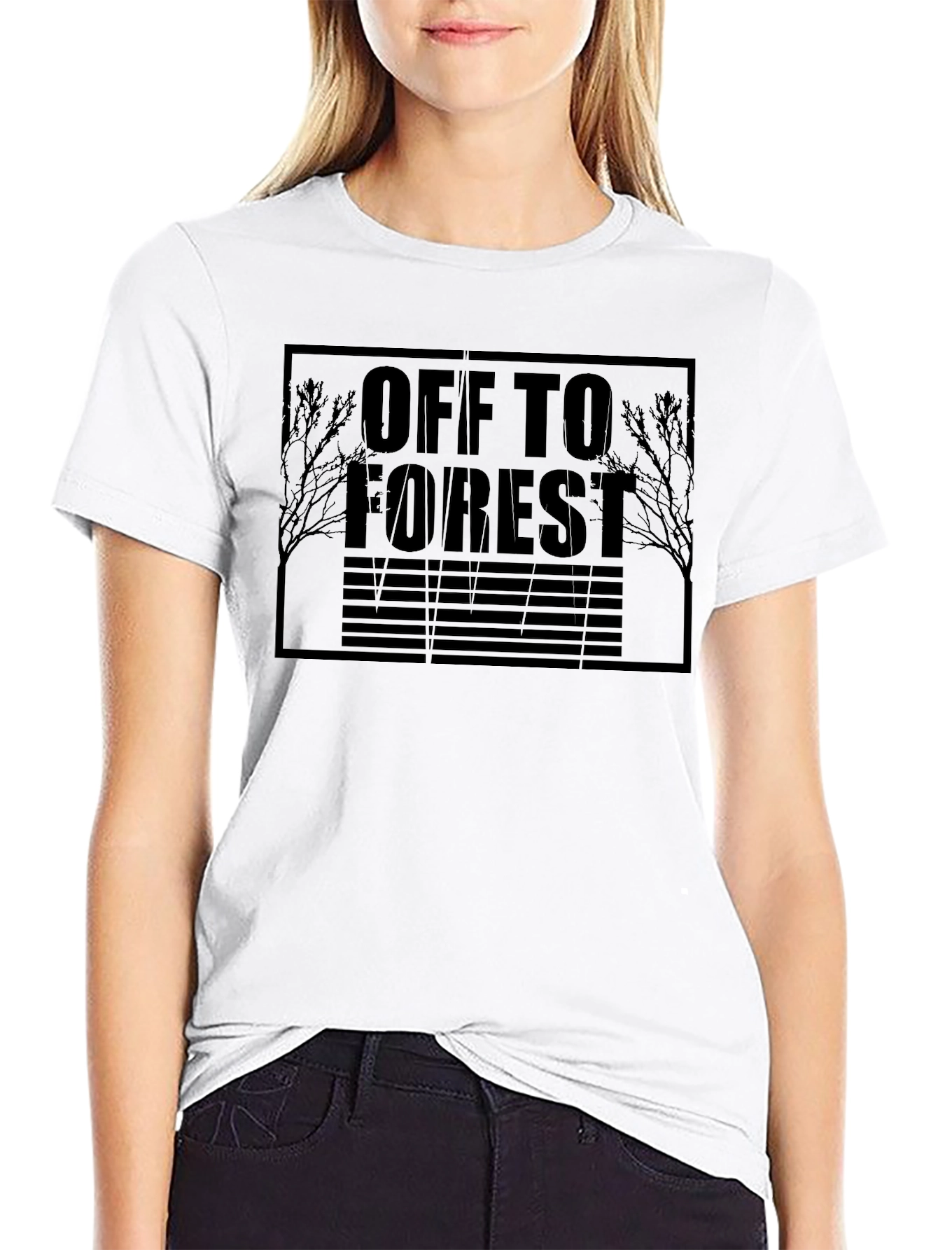 Black Off To Forest Black Graphic T-Shirt view 9