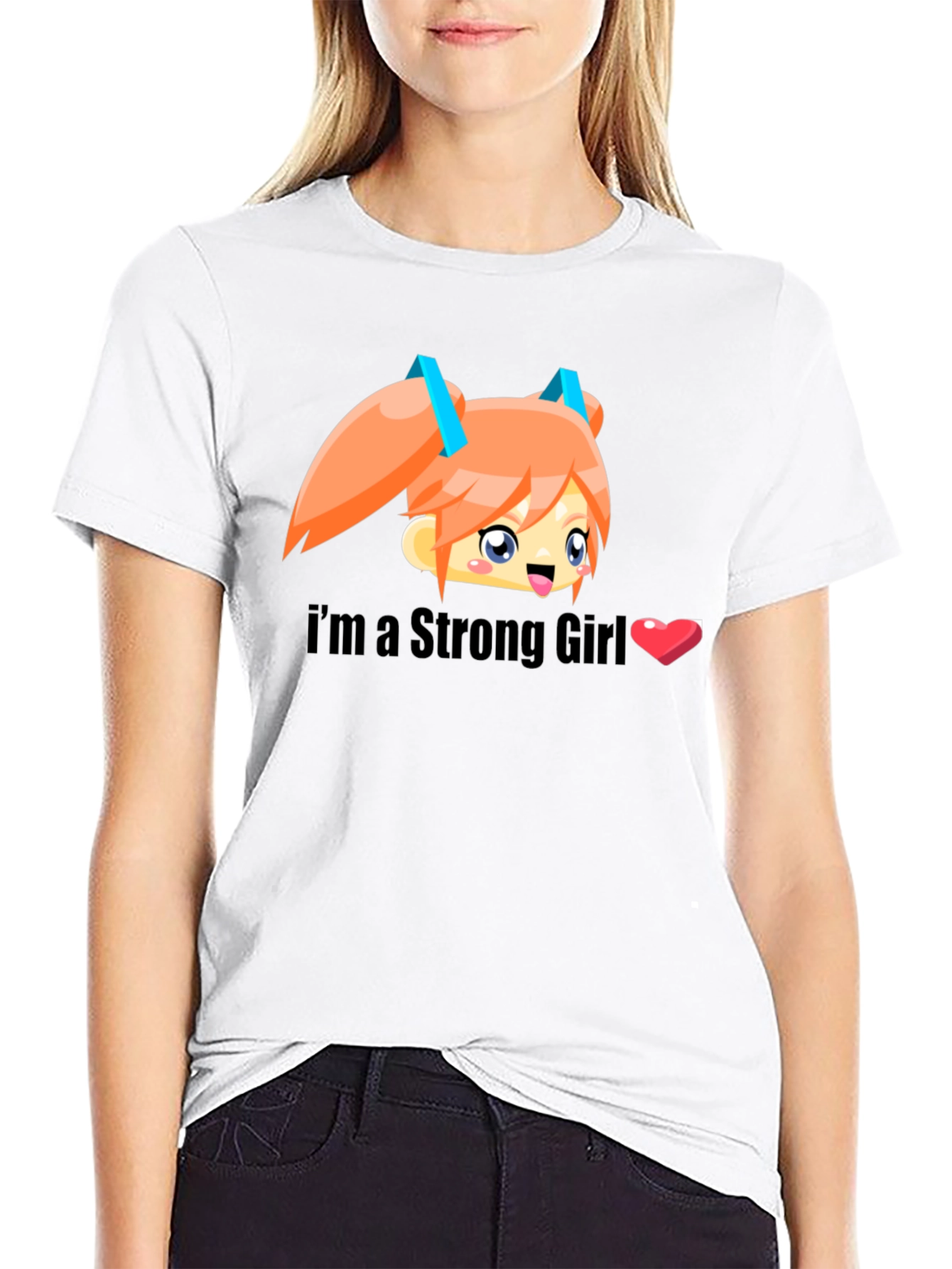 Black I'm a Strong Girl Black T-Shirt view 9