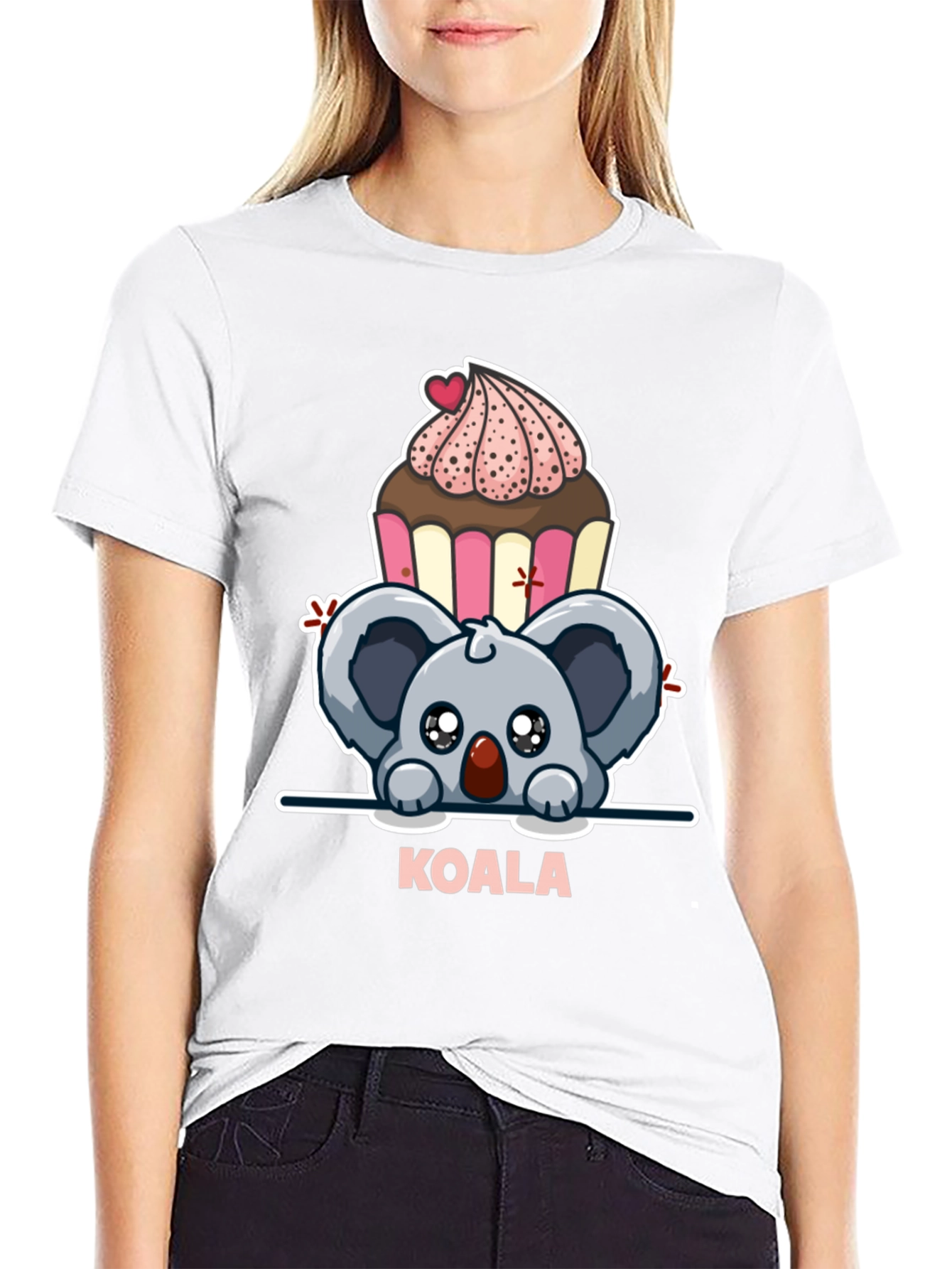 Black Koala & Cupcake Graphic Tee - Sweet Kawaii Style view 9