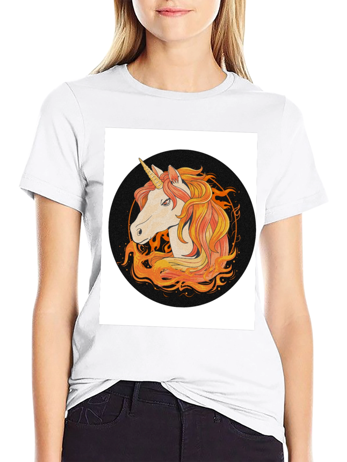 Black Unicorn Graphic Tee - Black Cotton Blend view 9