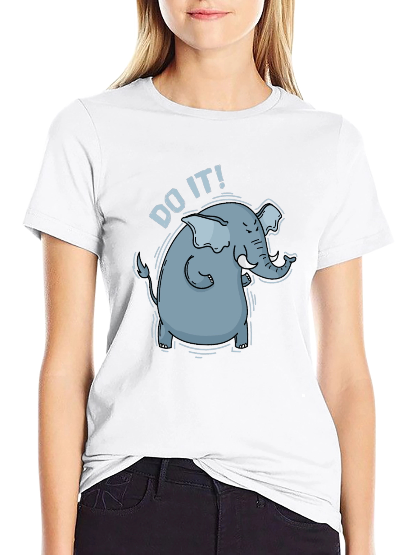 Black Motivational Elephant Graphic Tee - "Do It!" Black T-Shirt view 9