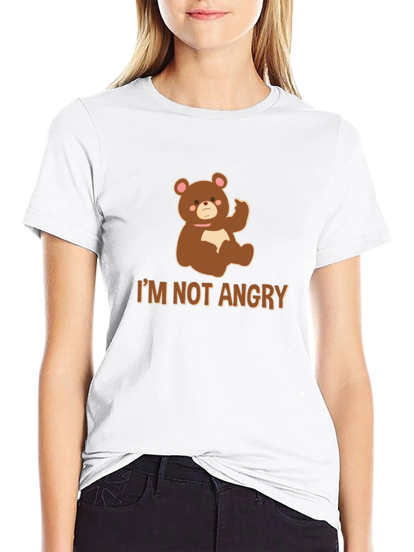 Black I'm Not Angry Bear T-Shirt - Funny Graphic Tee view 9