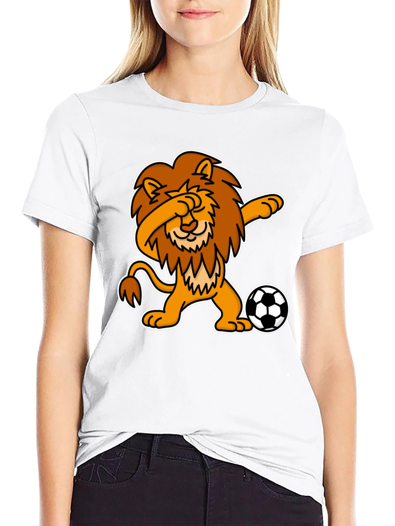 Black Dabbing Lion Soccer T-Shirt - Black view 9