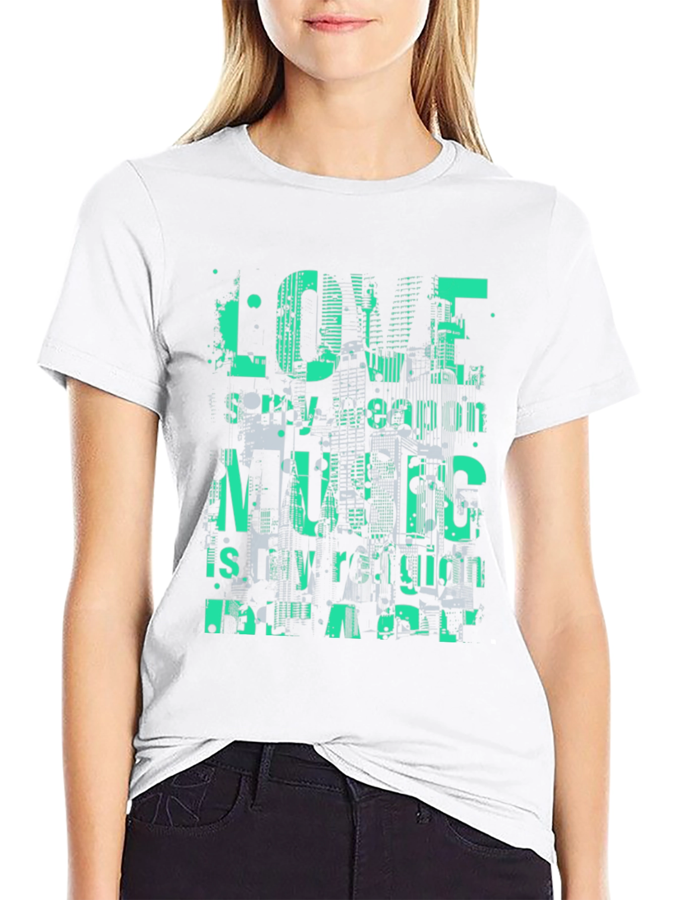 Black Urban Graphic Tee: Love is My Weapon Music is My Religion view 9