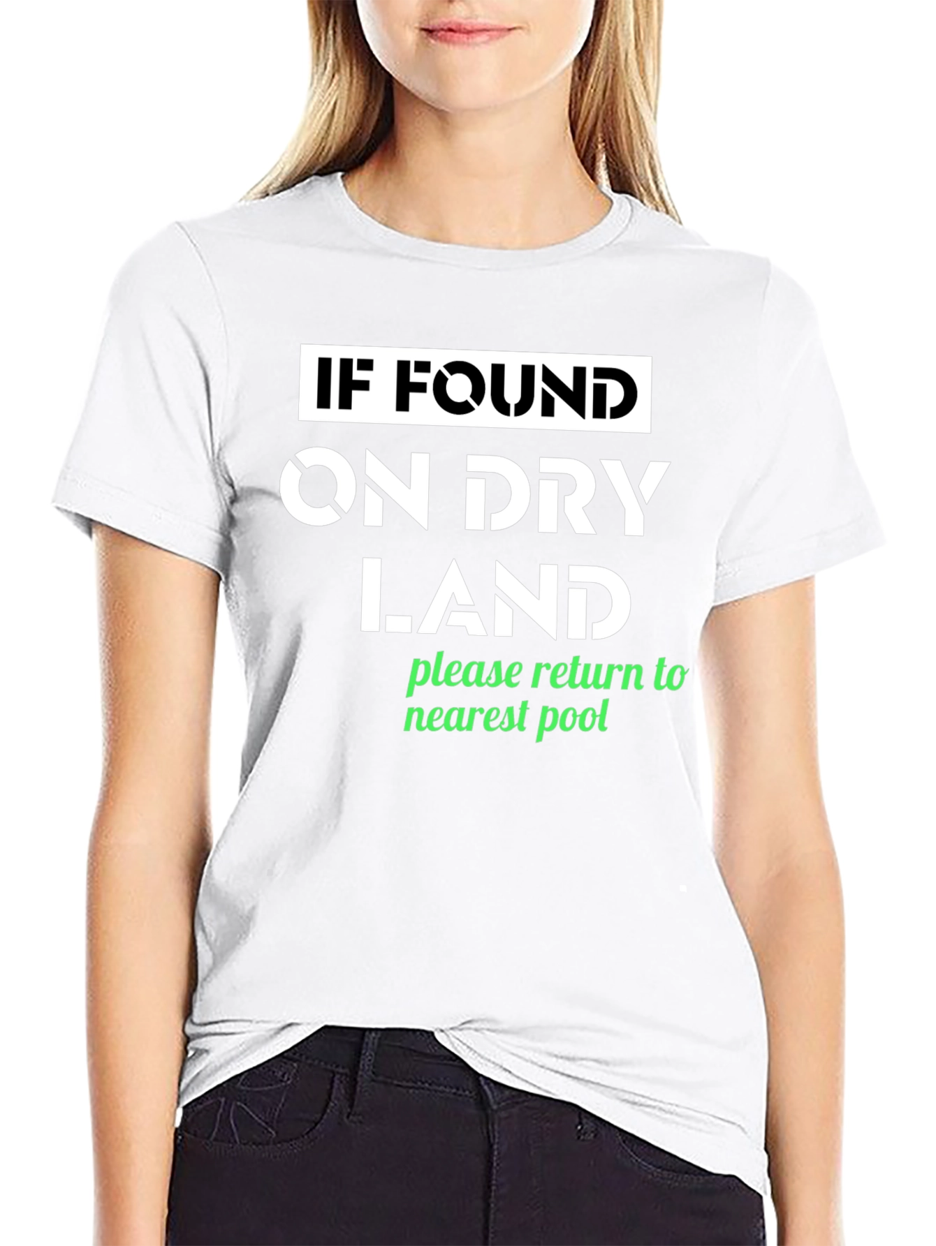 Black Funny Dry Land Pool T-Shirt view 9