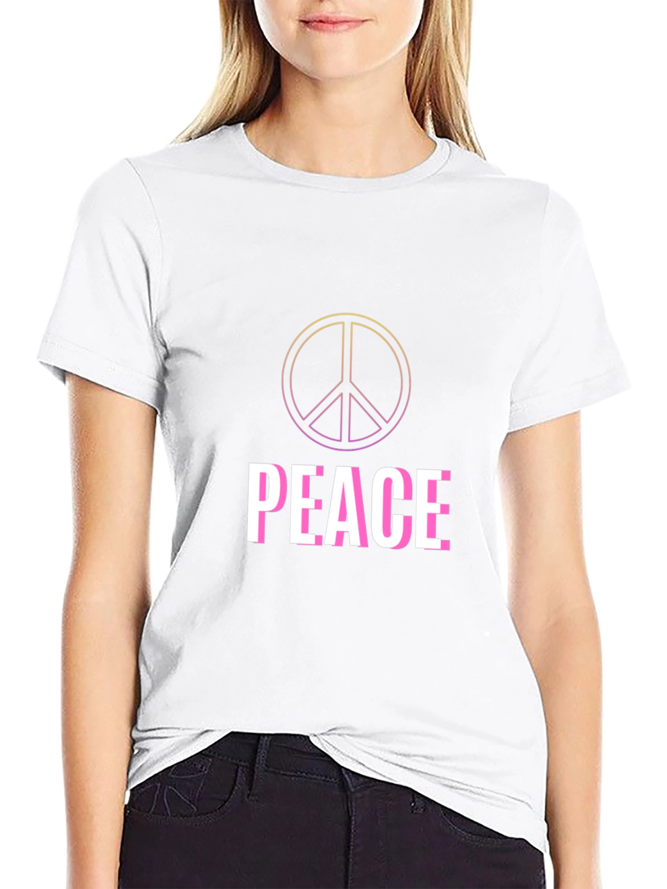 Black Peace Sign Graphic T-Shirt - Retro Style view 9