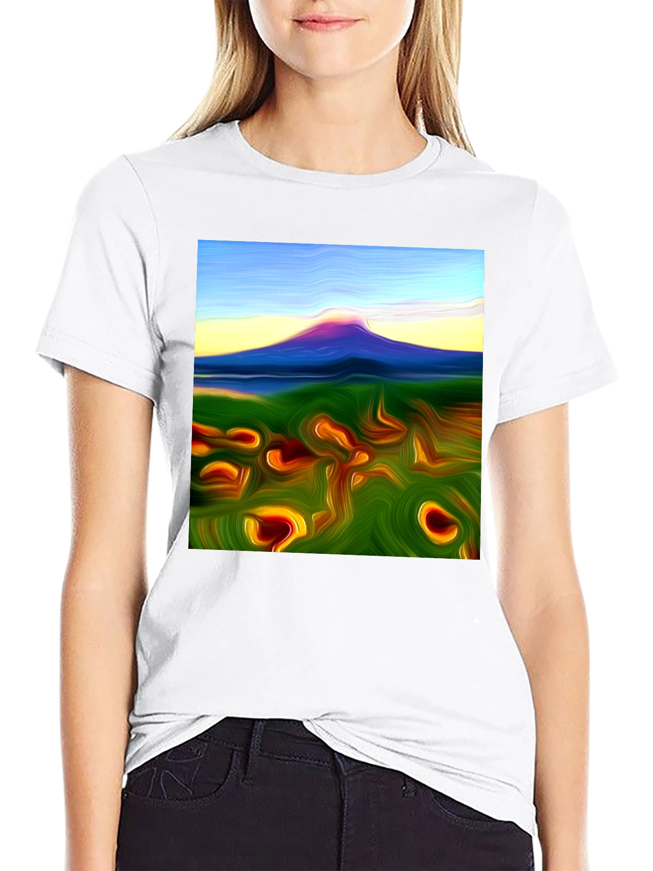 Black Abstract Mountain Graphic Tee - Artistic Style view 9