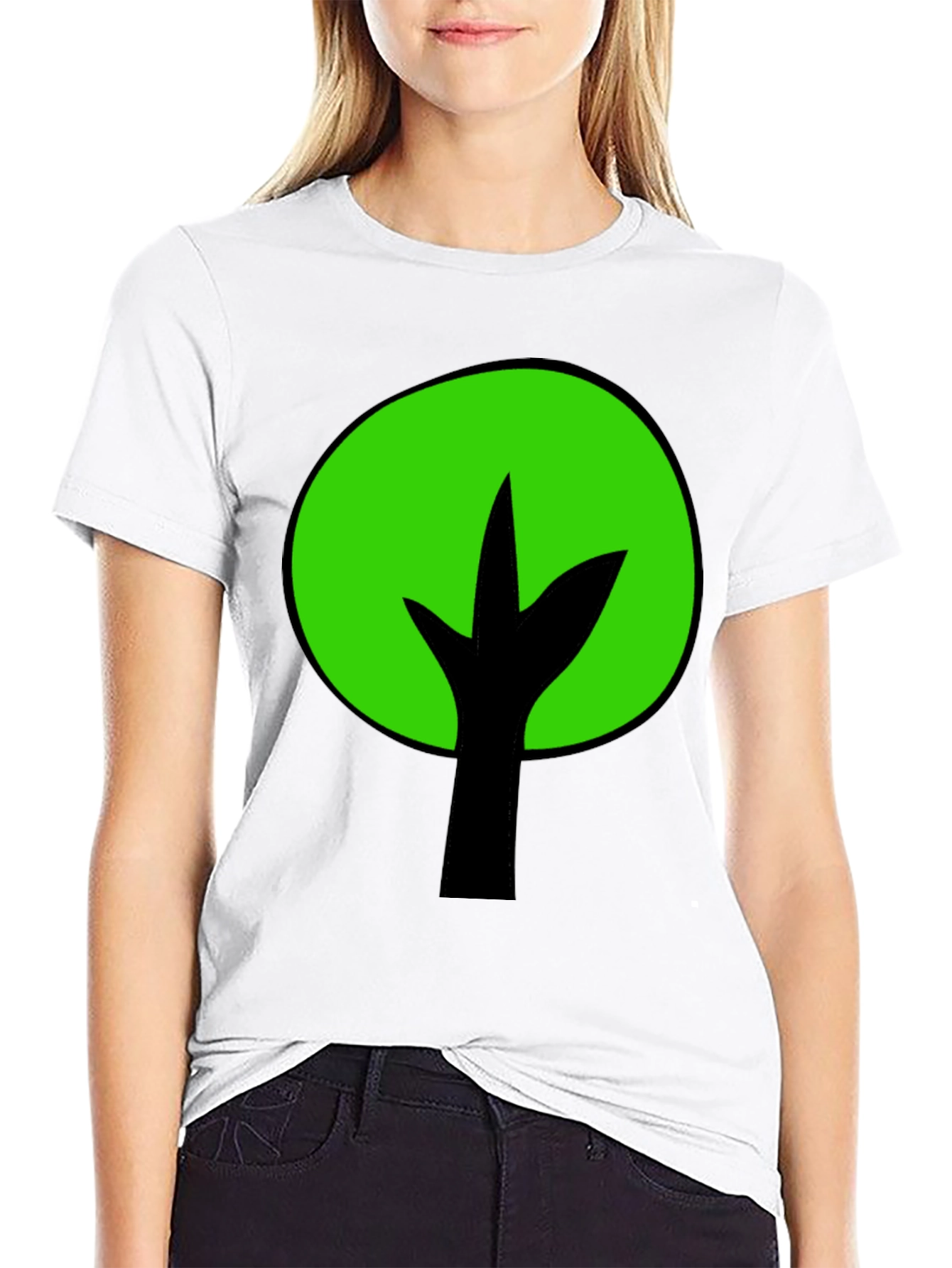 Black Green Tree Graphic Tee - Black Cotton Blend view 9