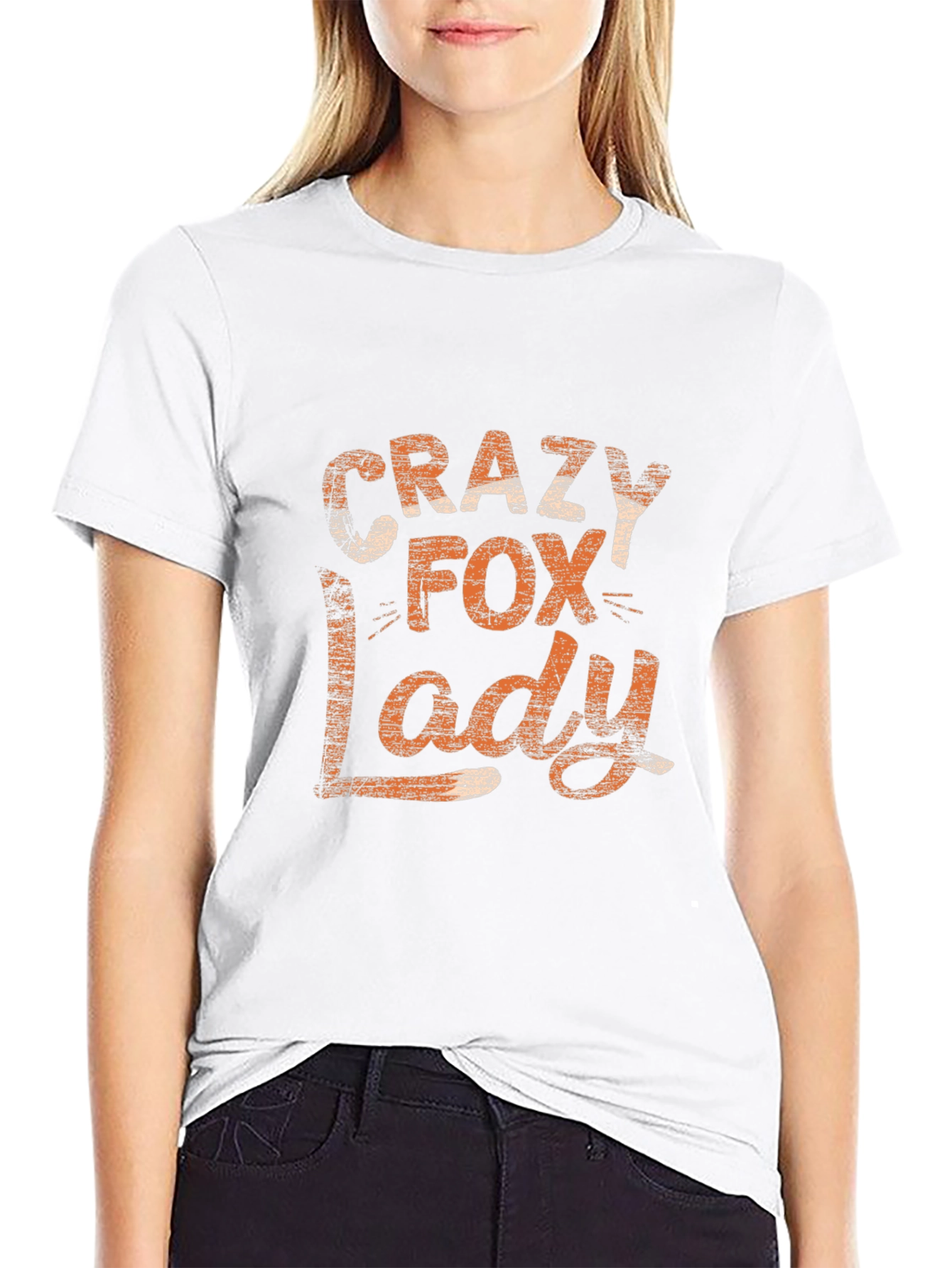 Black Crazy Fox Lady Graphic Tee - Unisex view 9