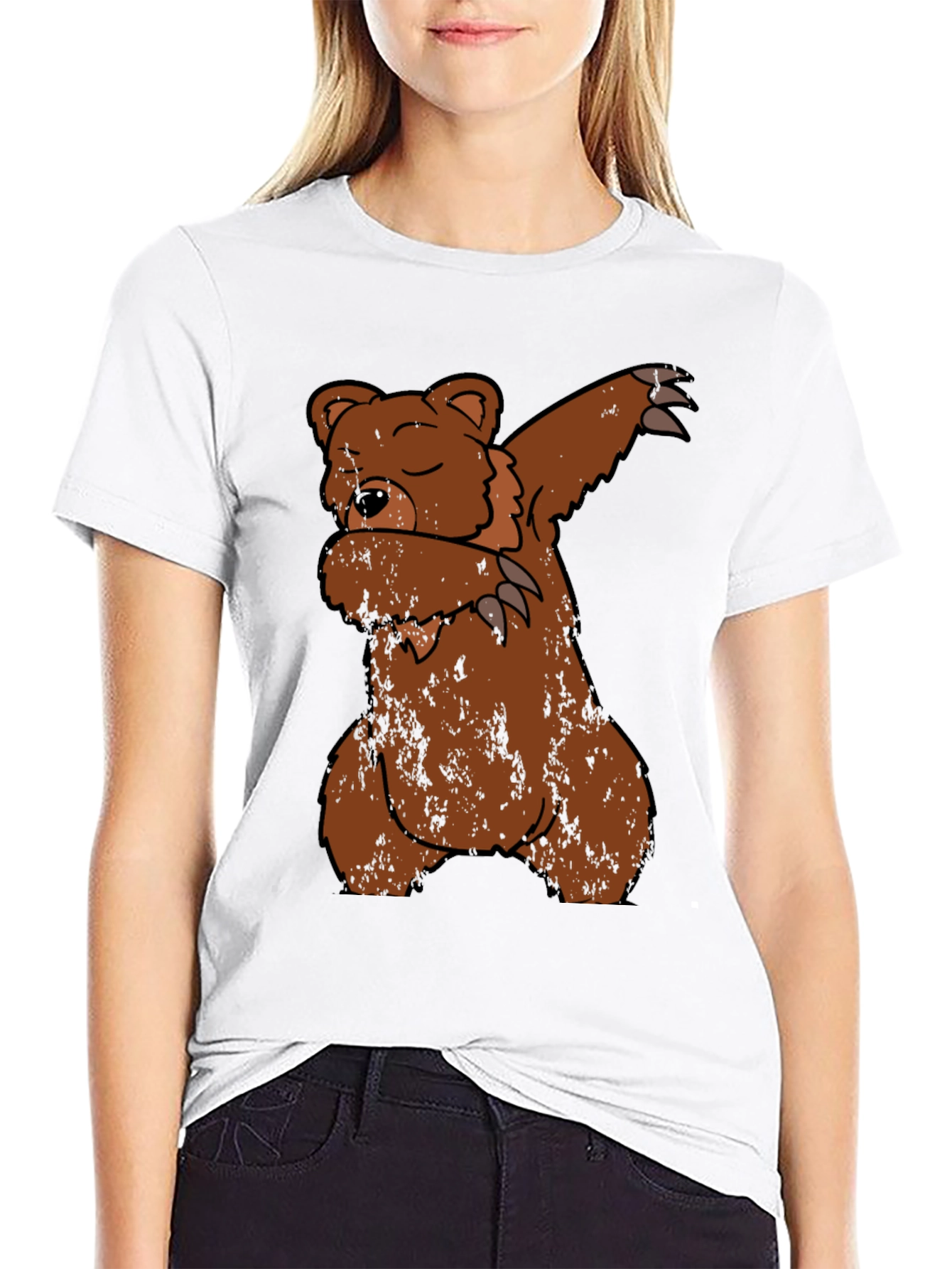 Black Dabbing Bear Graphic T-Shirt view 9