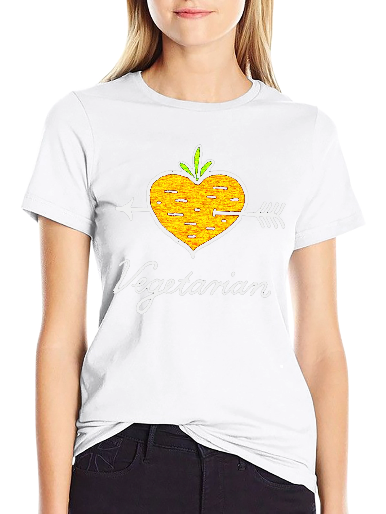 Black Vegetarian Heart Arrow T-Shirt - Vegan Lifestyle Tee view 9