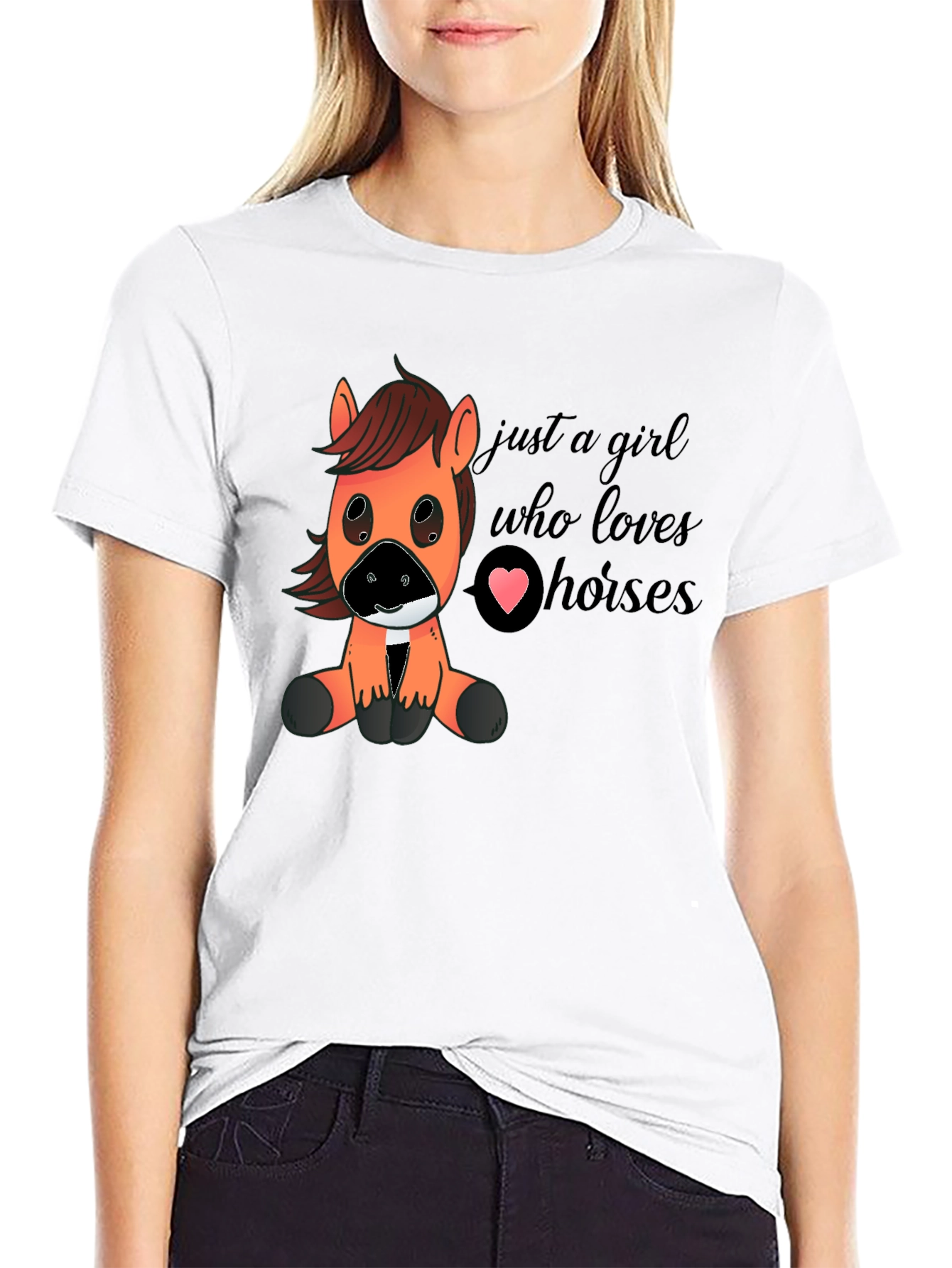 Black Cute Horse Lover T-Shirt - Just A Girl Who Loves Horses view 9