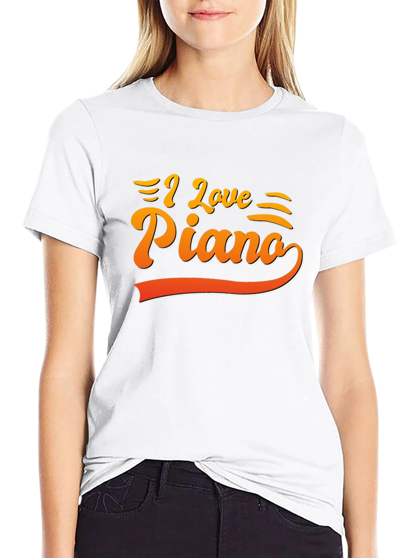 Black I Love Piano Graphic Tee - Music Lover's T-Shirt view 9