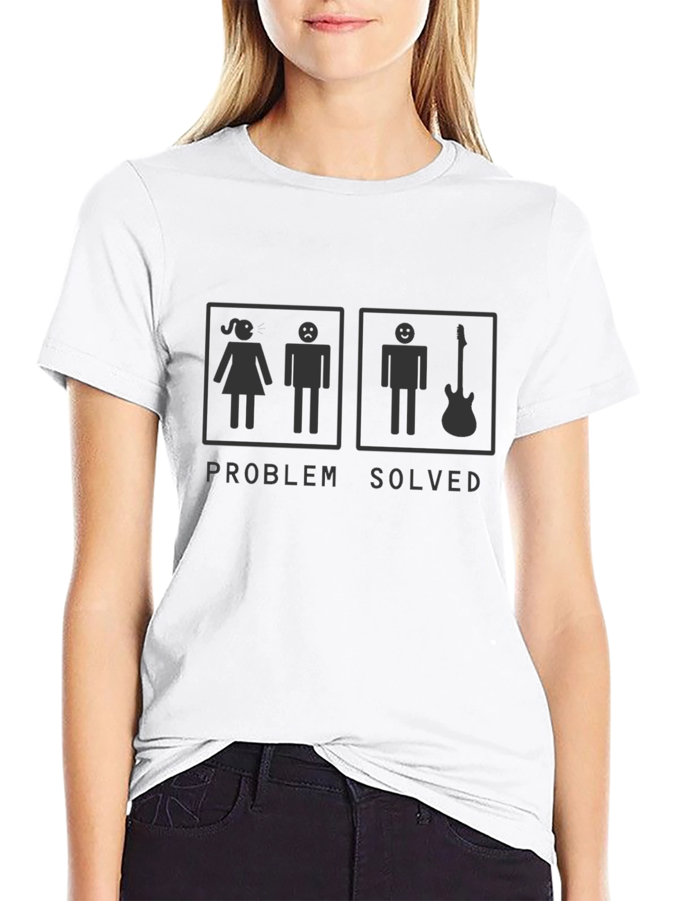 Black Problem Solved Guitarist T-Shirt - Black view 9