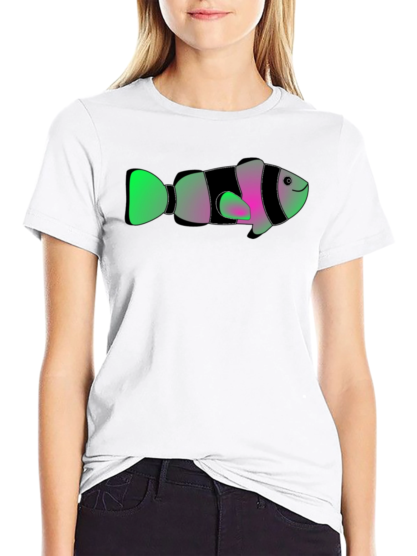 Black Funky Fish Graphic Tee - Soft Black Cotton T-Shirt view 9