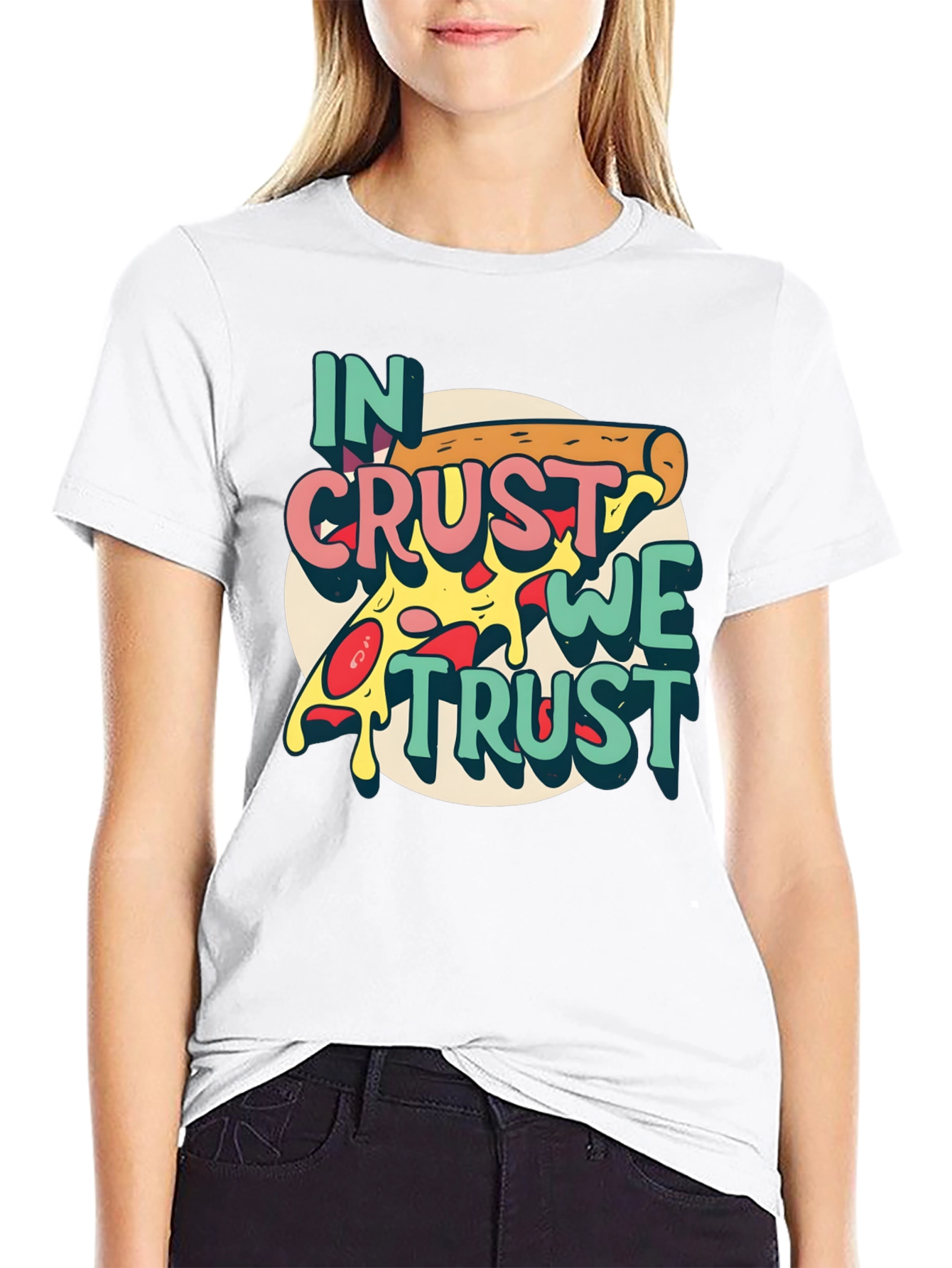 Black In Crust We Trust Pizza Graphic T-Shirt view 9