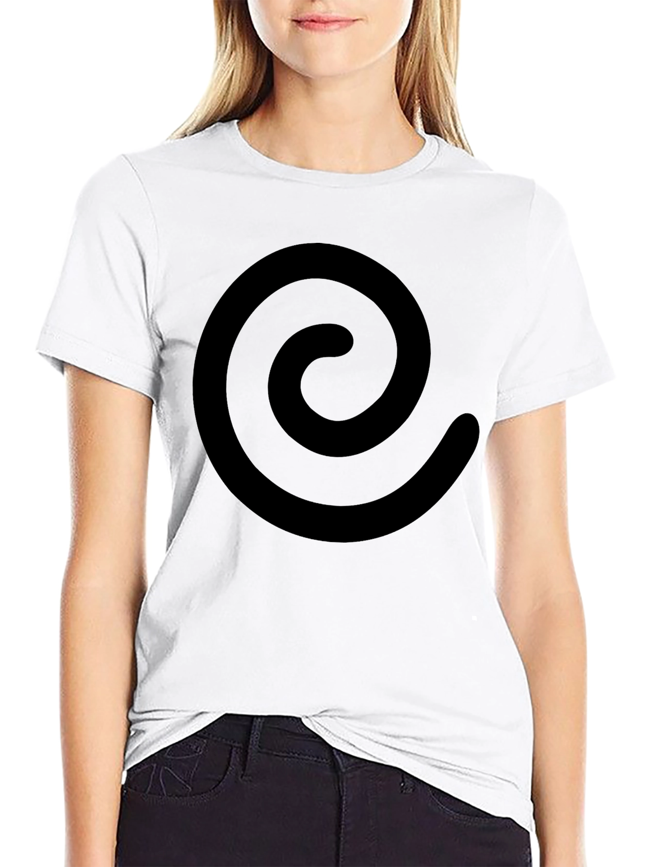 Black Minimalist Swirl Graphic Black T-Shirt view 9