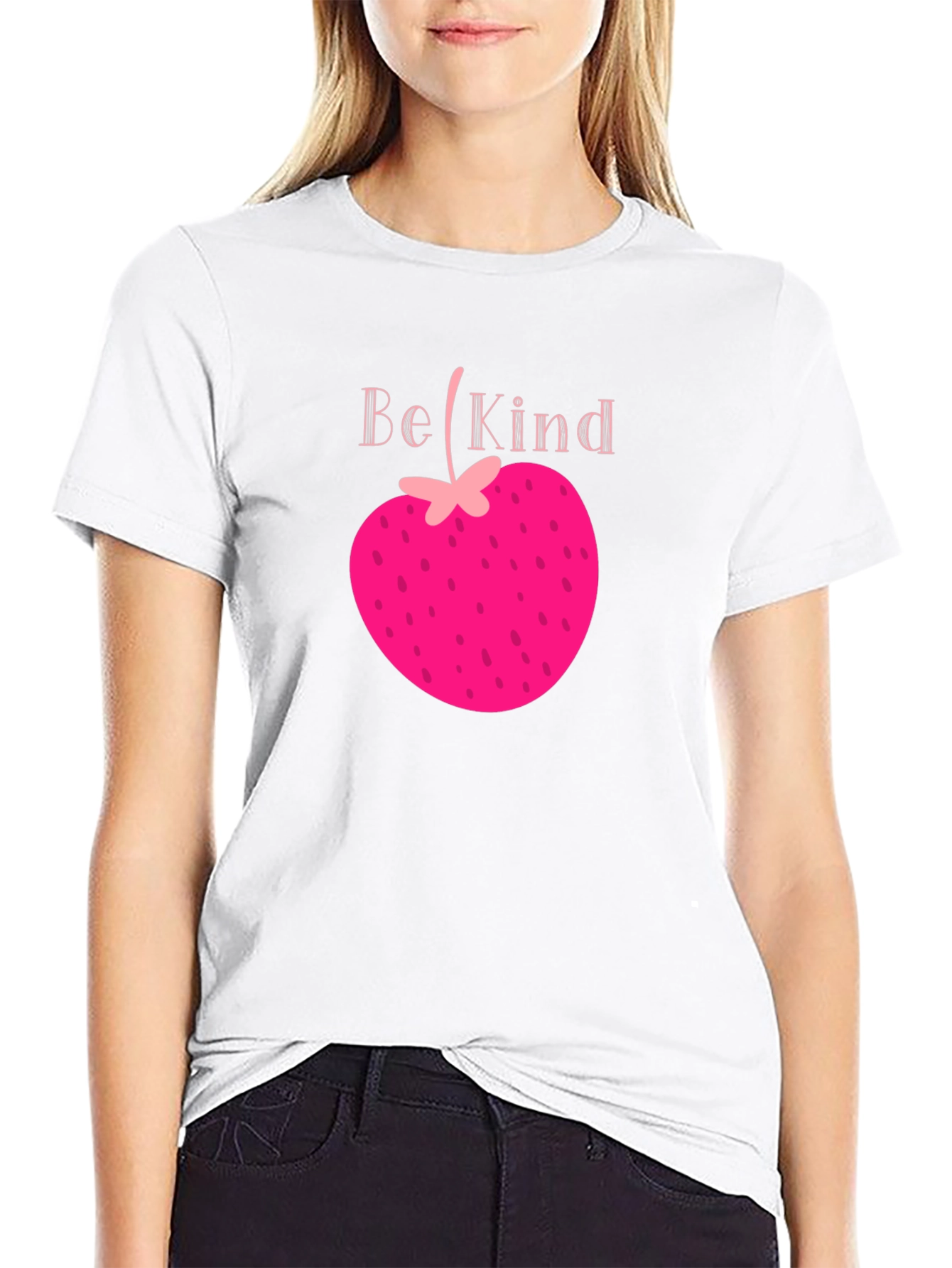 Black Be Kind Strawberry Heart Tee - Black Graphic T-Shirt view 9