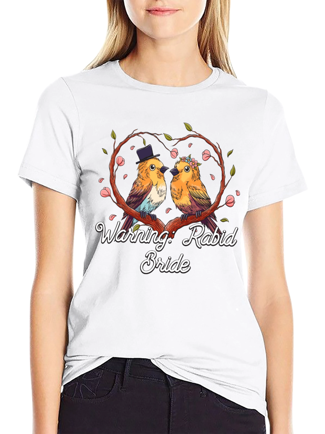 Black Warning: Rabid Bride T-Shirt Bird Lovers Funny view 9