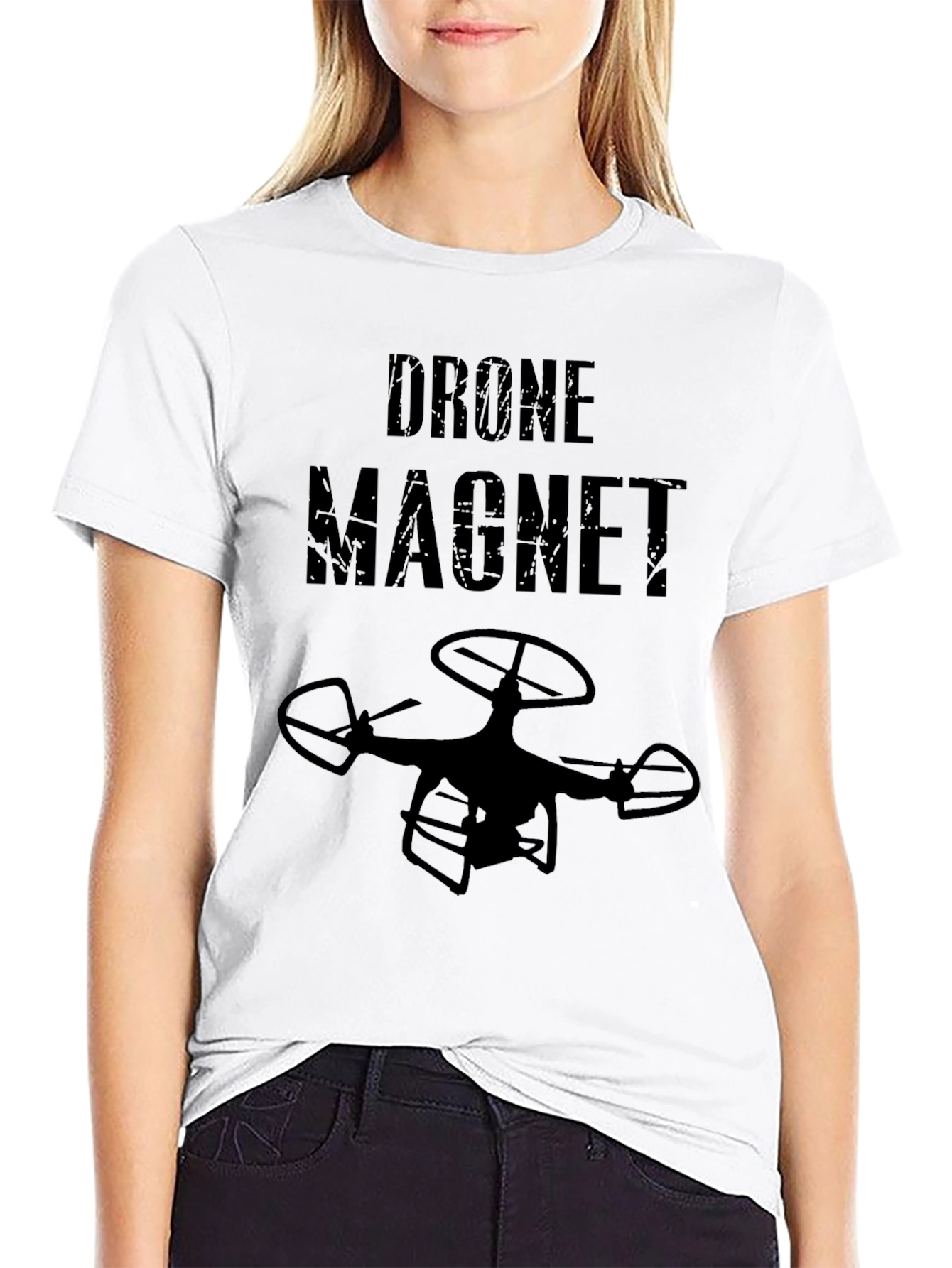 Black Drone Magnet Funny Graphic Tee view 9