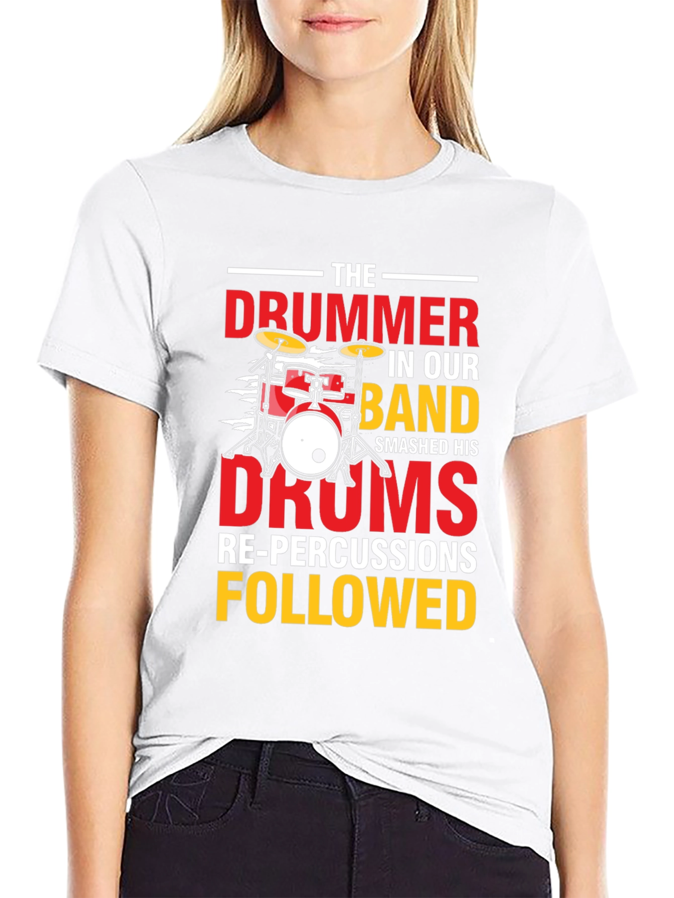 Black Drummer T-Shirt - Funny Band Re-Percussions Tee view 9