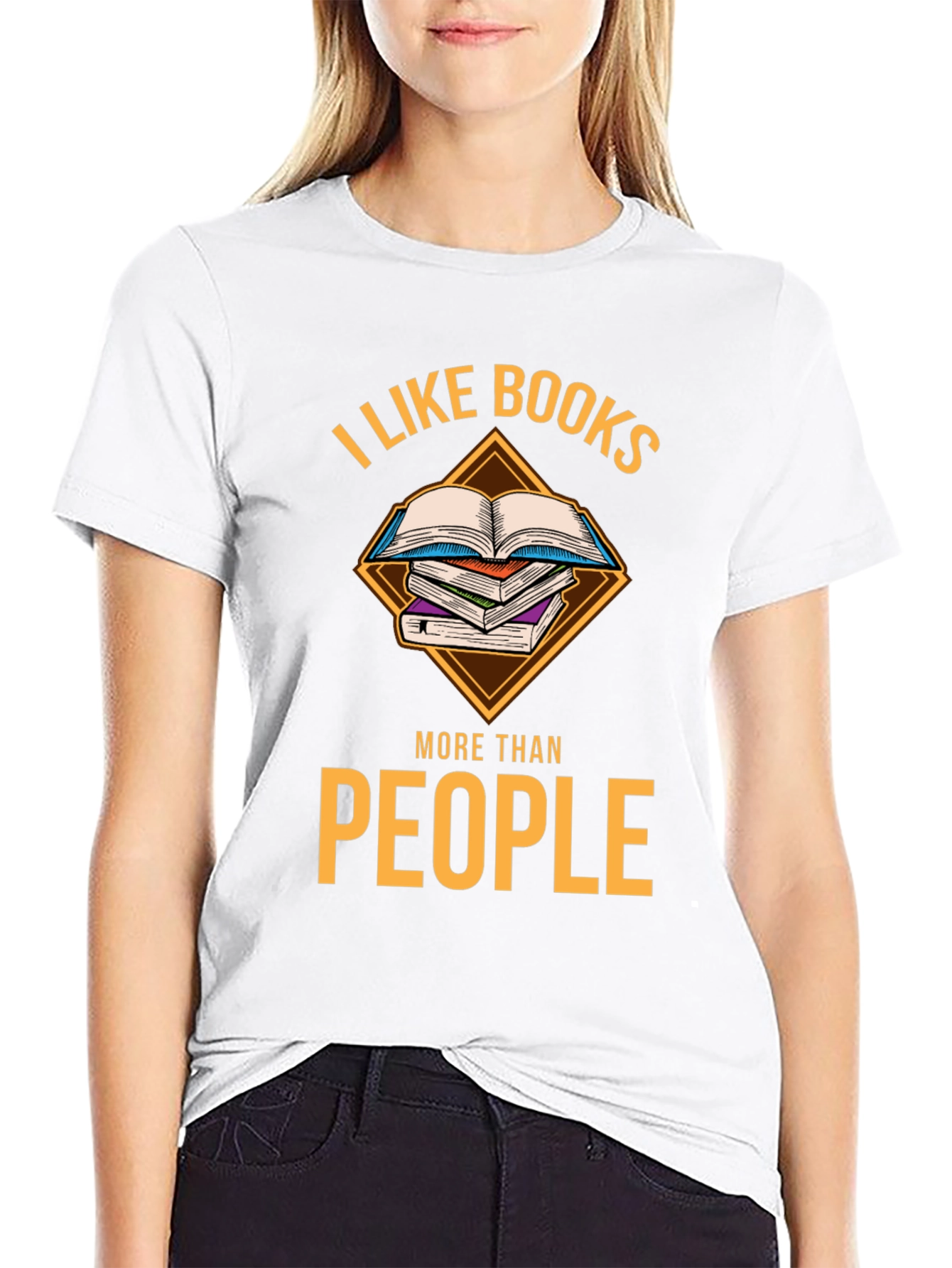 Black I Like Books More Than People T-Shirt view 9