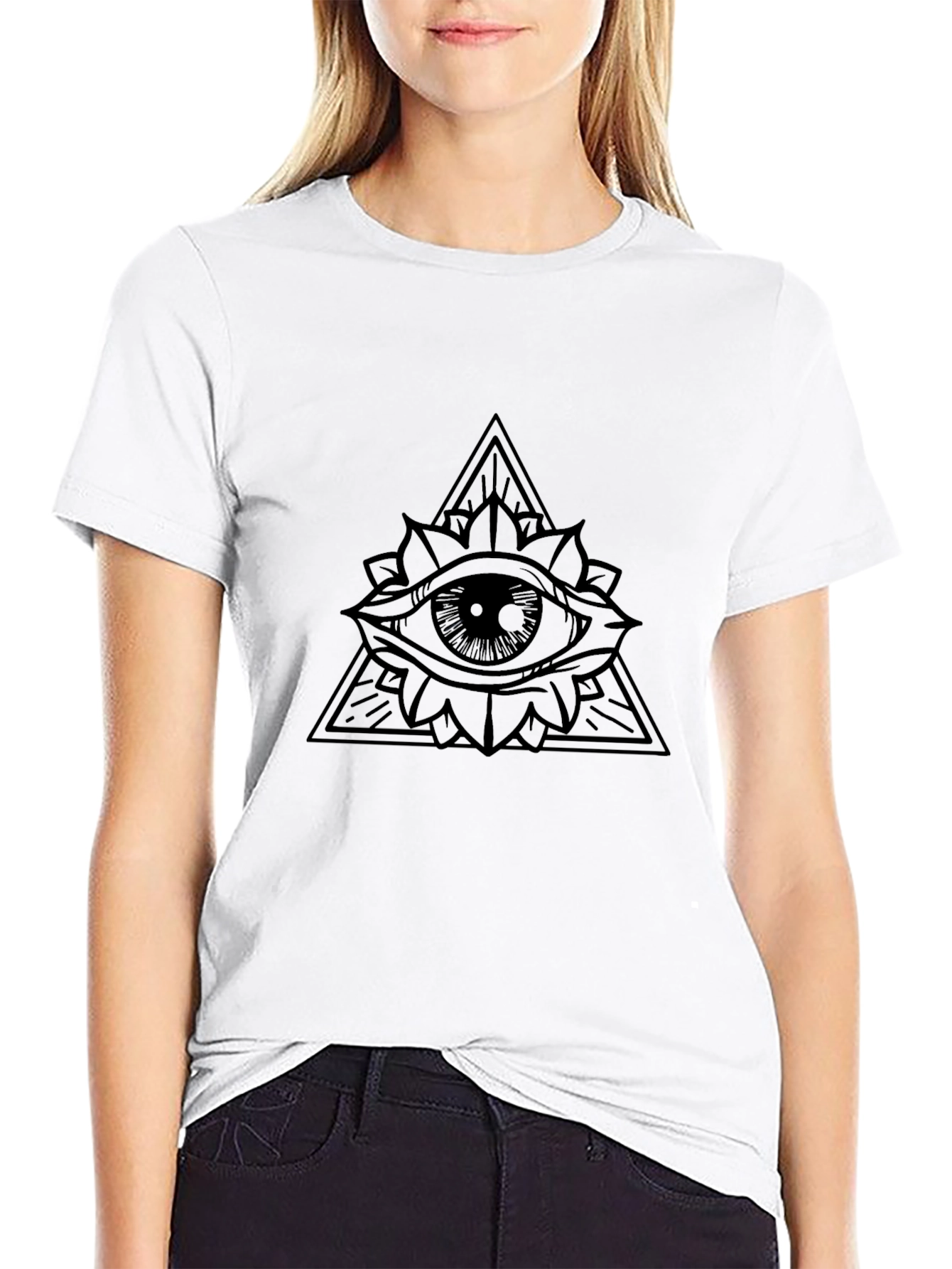 Black All Seeing Eye Graphic Tee - Black Cotton T-Shirt view 9