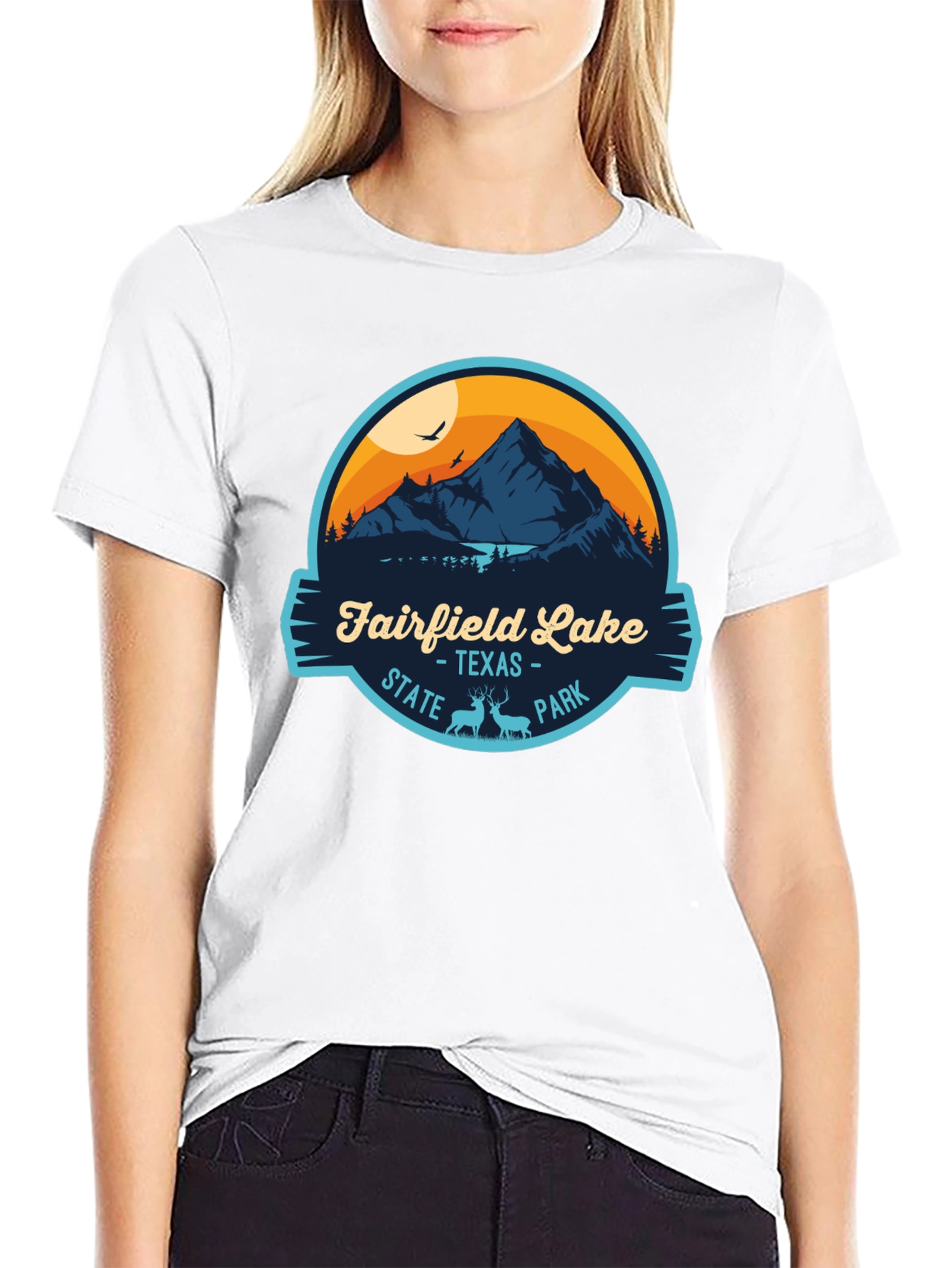 Black Fairfield Lake State Park Graphic T-Shirt view 9