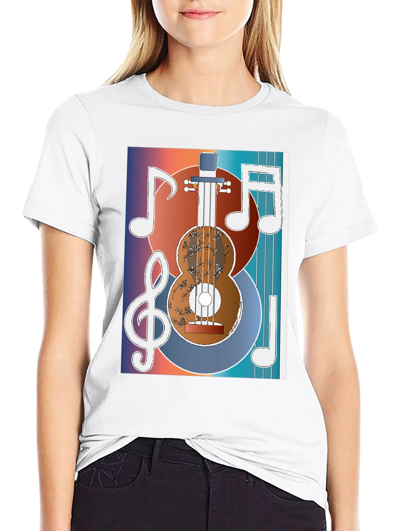 Black Guitar Music Graphic T-Shirt - Artistic Musician Tee view 9