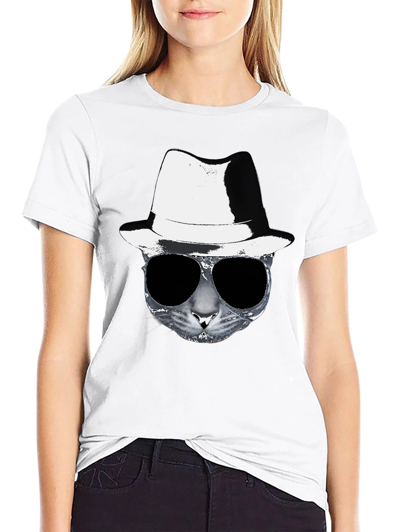 Black Cool Cat Tee - Black Graphic T-Shirt view 9