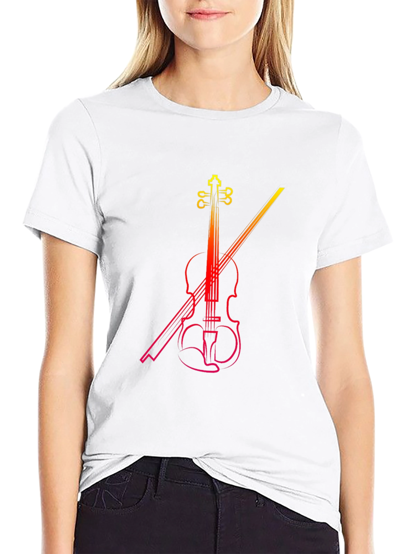 Black Violin Graphic Print Black T-Shirt view 9