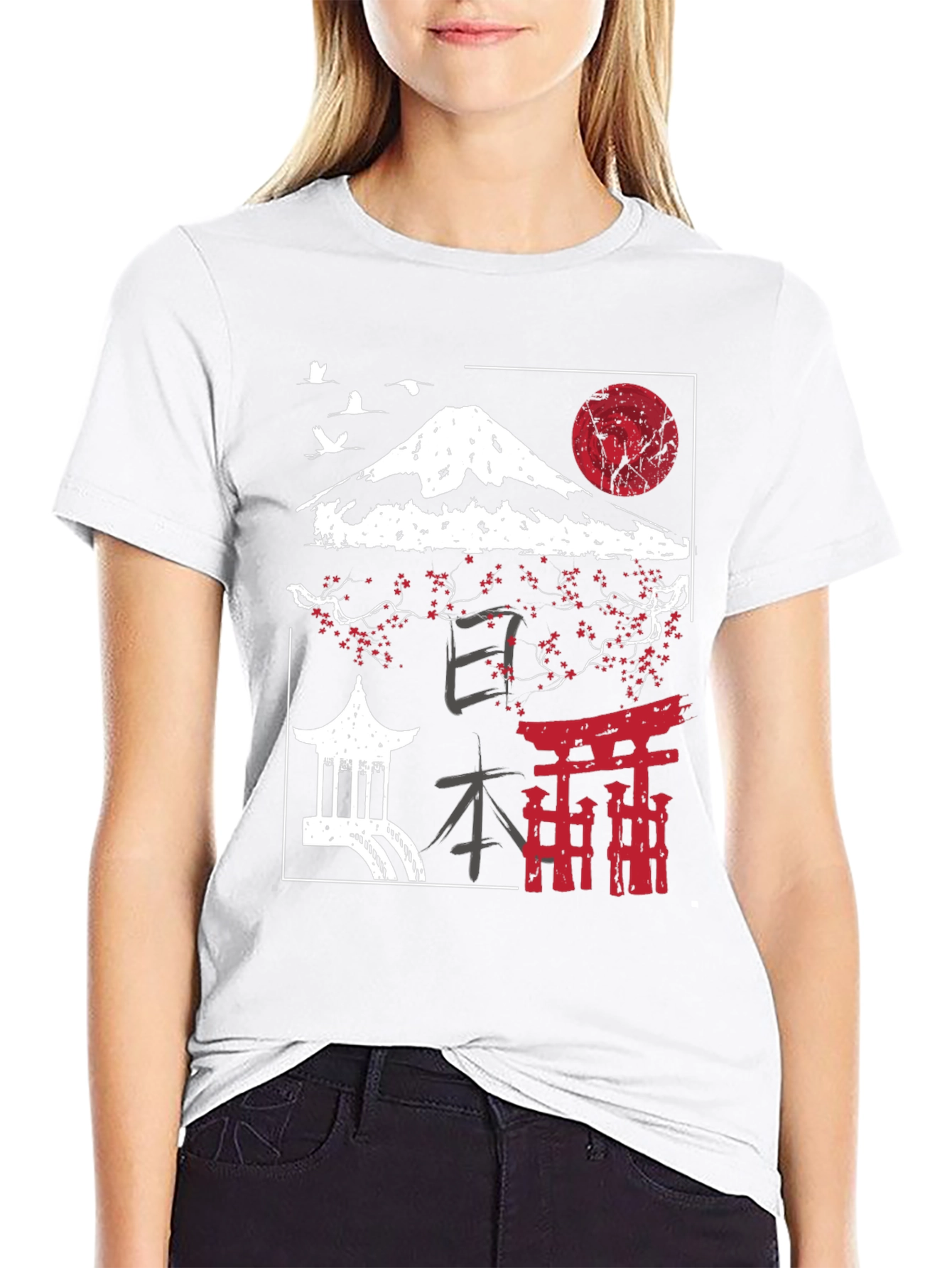 Black Japanese Landscape Graphic Tee view 9