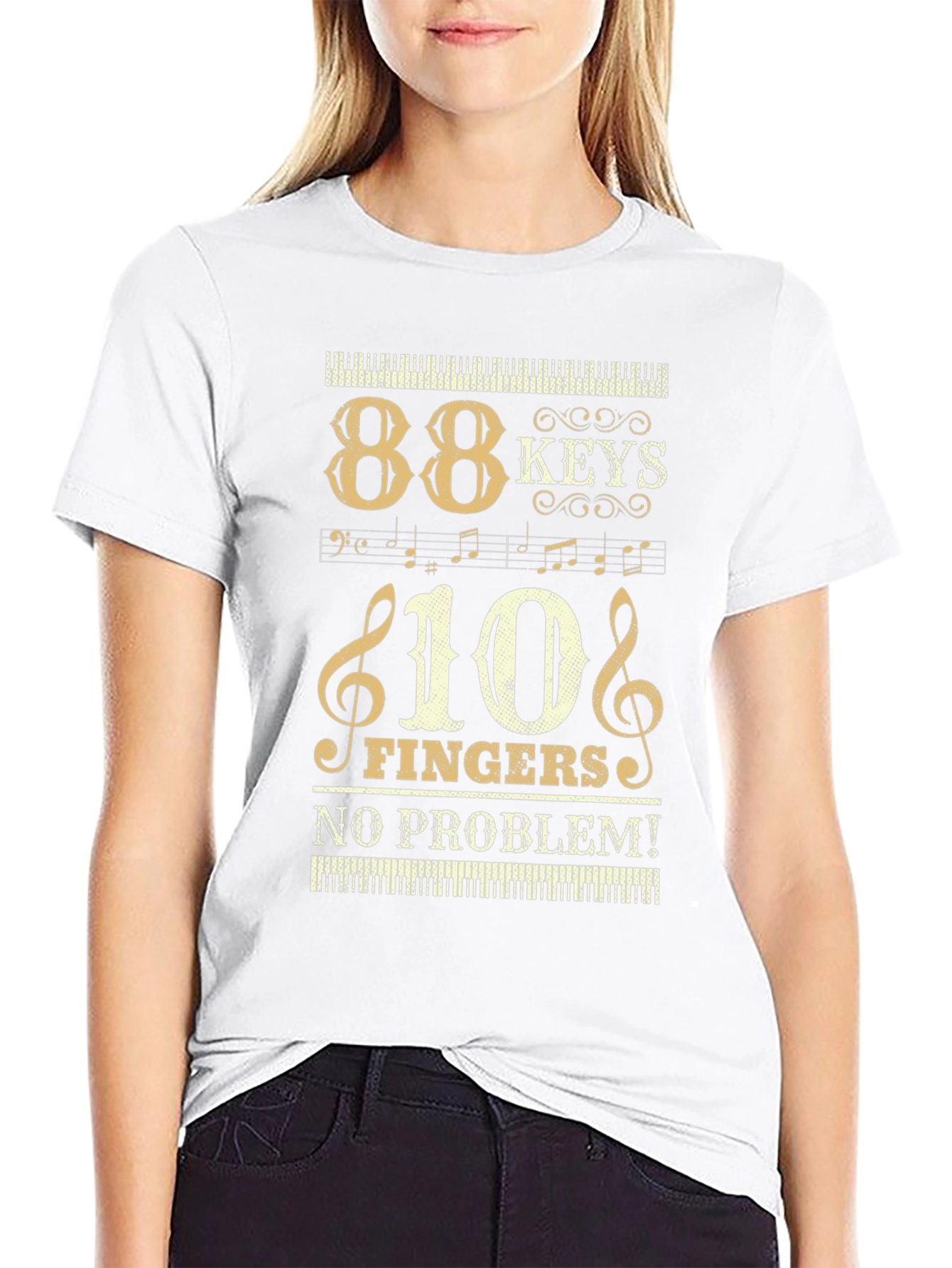 Black 88 Keys 10 Fingers Piano T-Shirt Musician Tee view 9
