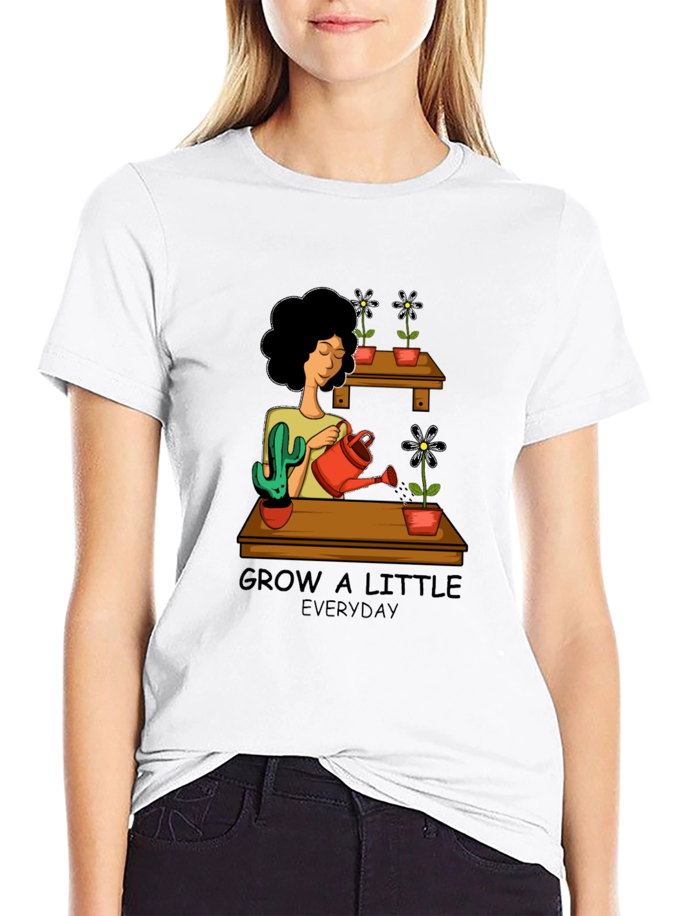 Black Grow a Little Everyday Graphic T-Shirt view 9