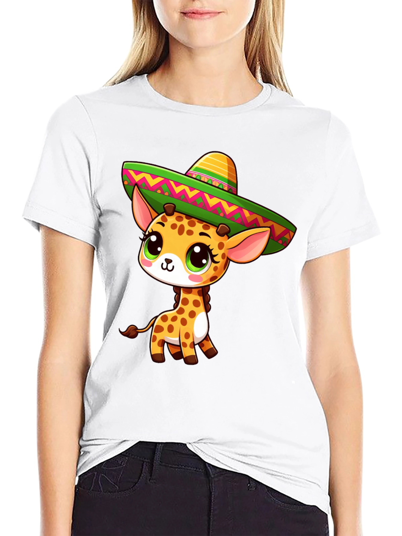 Black Giraffe Sombrero Graphic Tee view 9