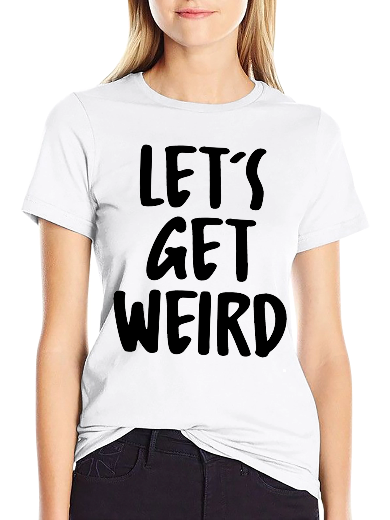 Black Let's Get Weird Graphic Tee view 9