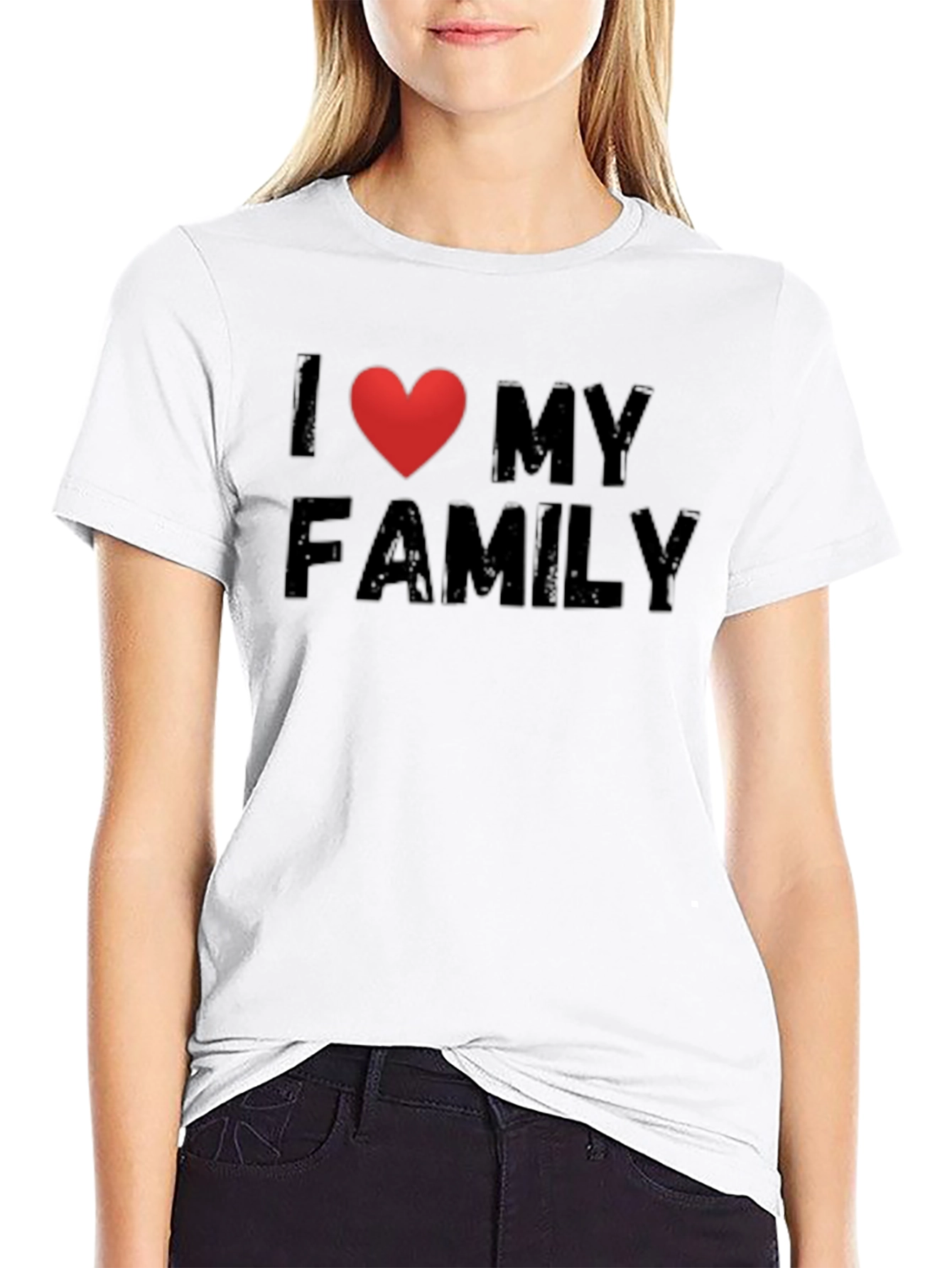 Black I Heart My Family Black Cotton T-Shirt view 9