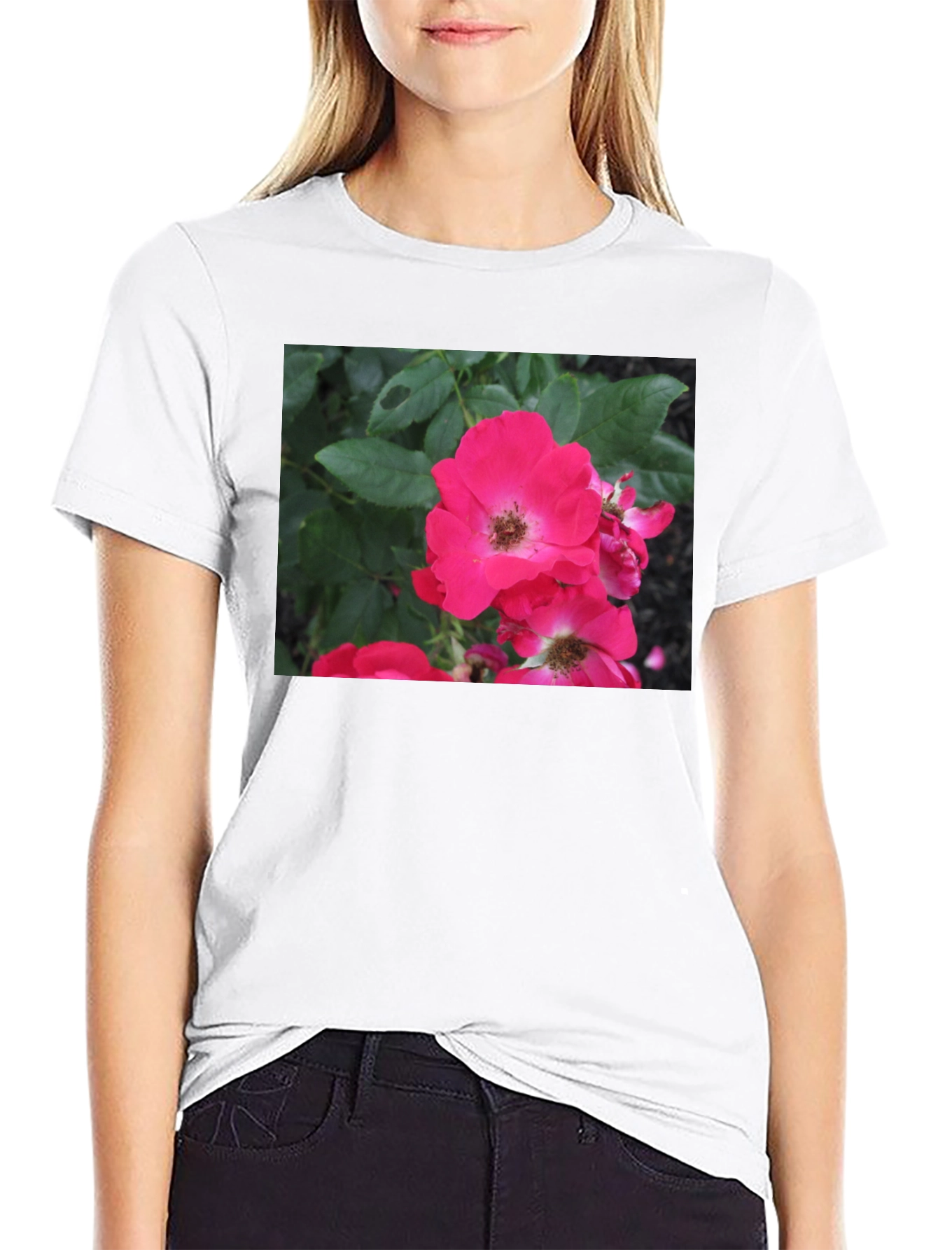 Black Floral Print Black T-Shirt view 9